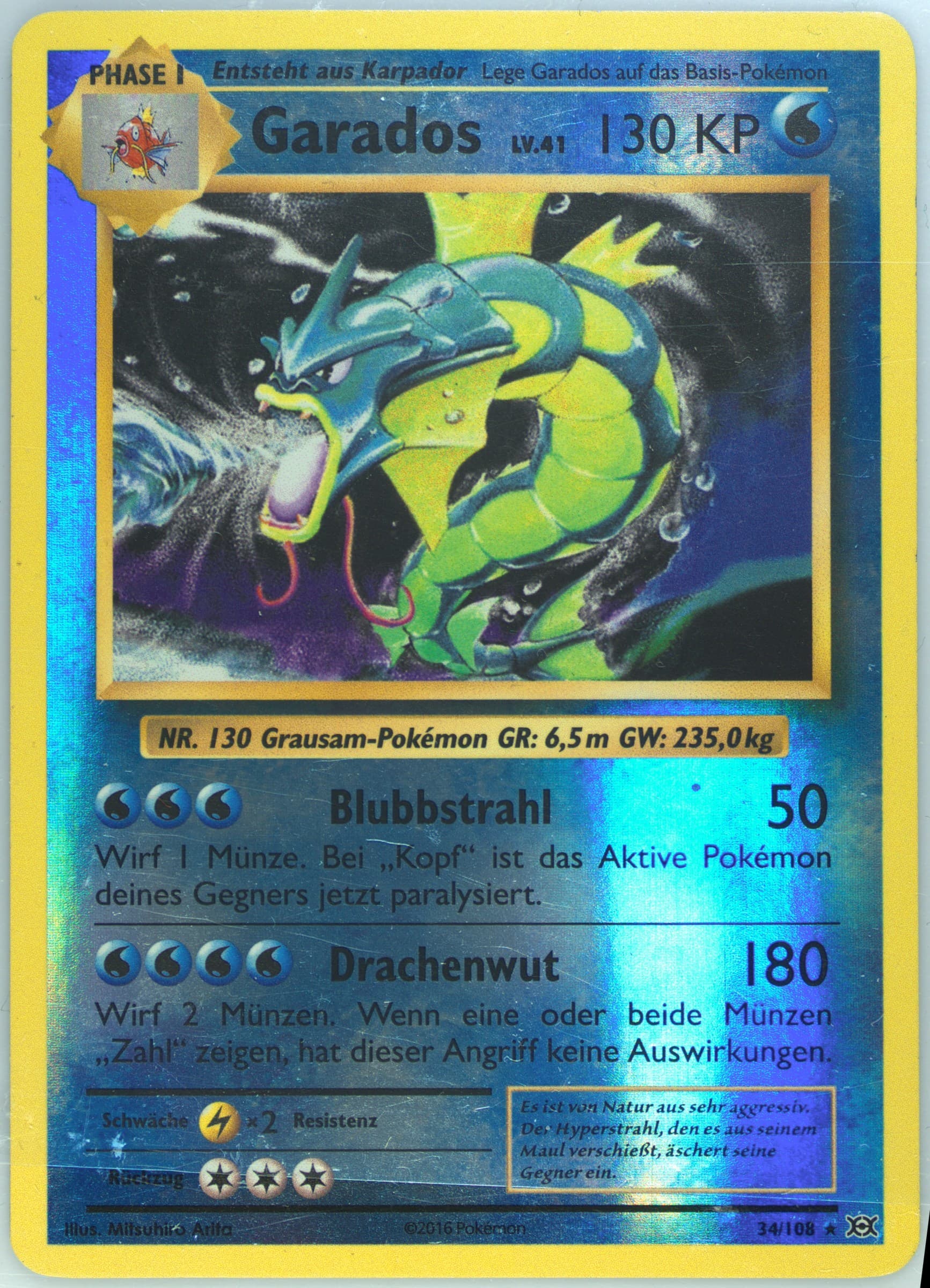 Garados-Reverse Foil German (34) 2016 Pokemon XY Evolutions