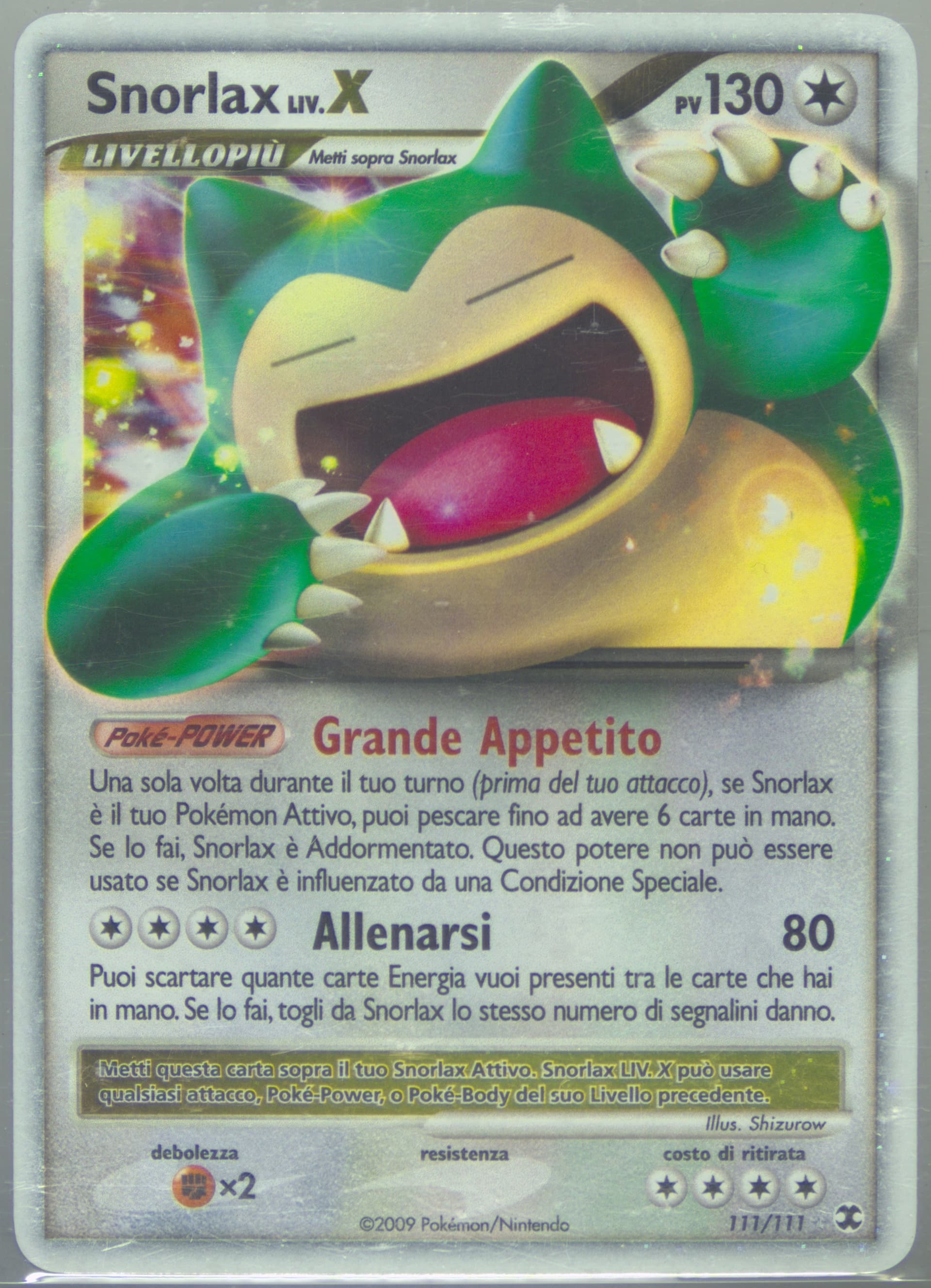 Snorlax LIV.X-Holo Italian (111) 2009 Pokemon Platinum Rising Rivals