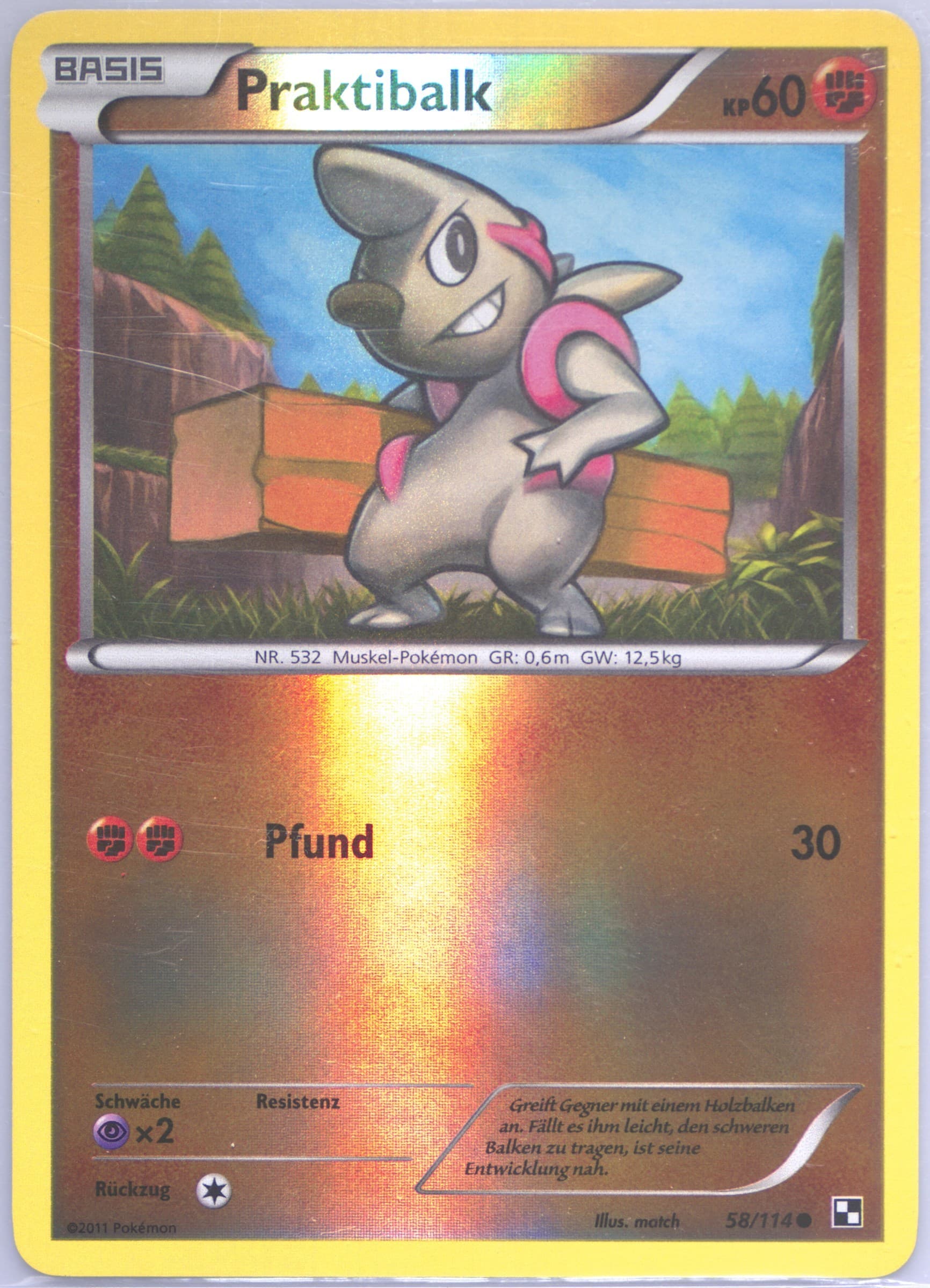 Praktibalk-Reverse Foil German (58) 2011 Pokemon Black & White