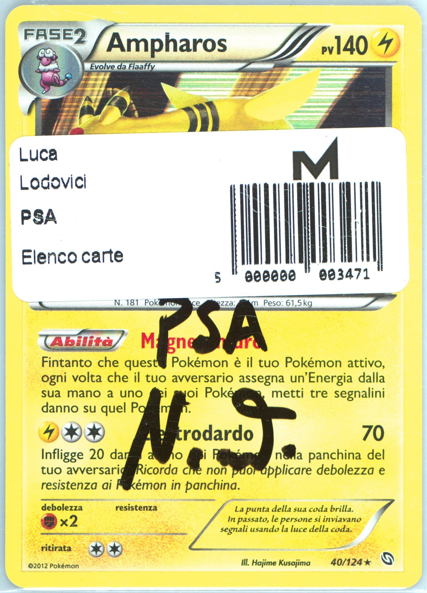 Ampharos-Holo Italian (40) 2012 Pokemon Black & White Dragons Exalted