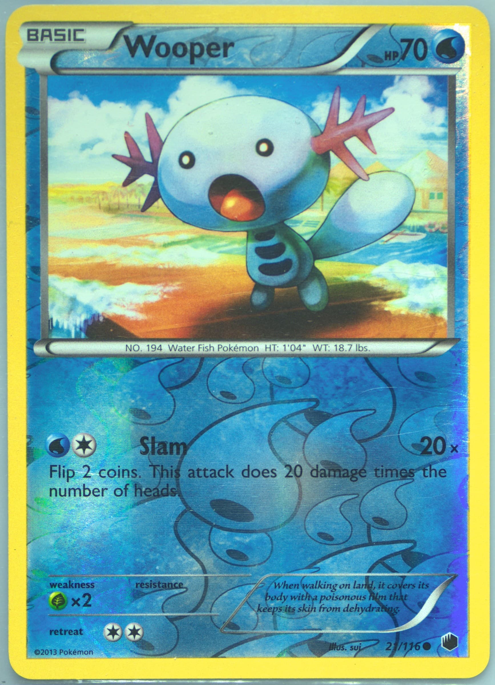 Wooper-Reverse Foil (21) 2013 Pokemon Black & White Plasma Freeze
