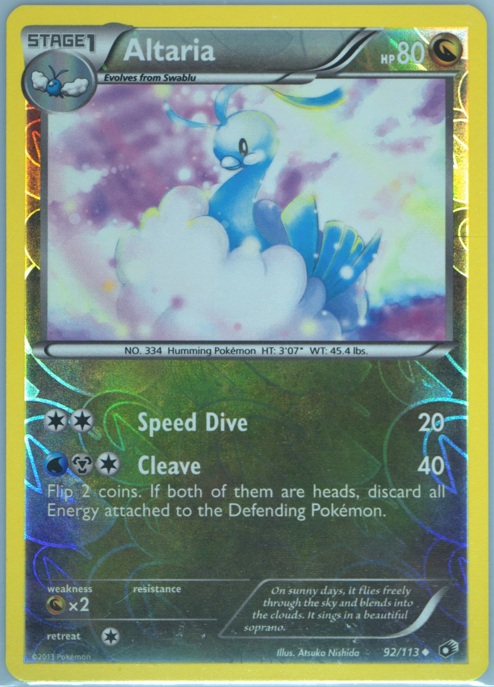 Altaria-Reverse Foil (92) 2013 Pokemon Black & White Legendary Treasures