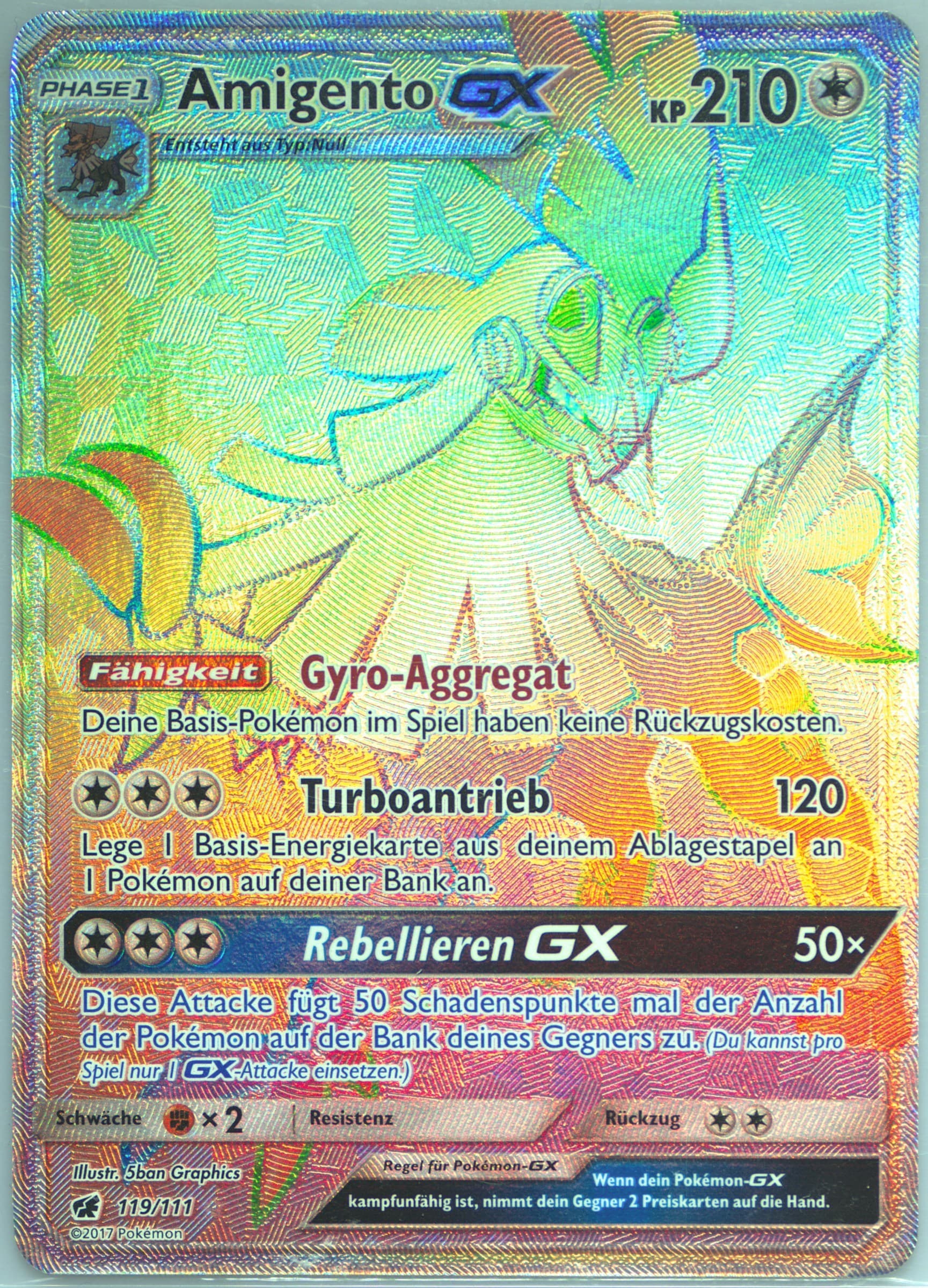 Full Art/Amigento GX German (119) 2017 Pokemon Sun & Moon Crimson Invasion