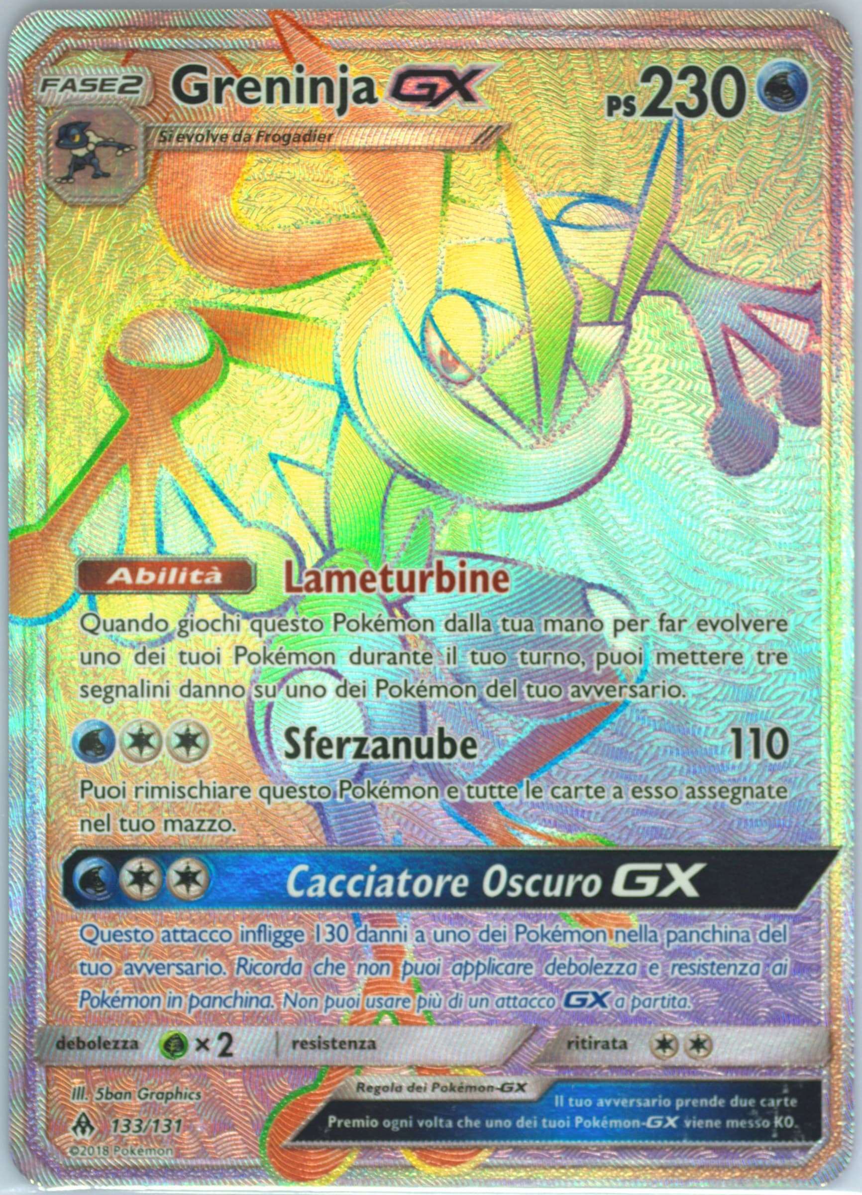 Full Art/Greninja GX Italian-Secret (133) 2018 Pokemon Sun & Moon Forbidden Light
