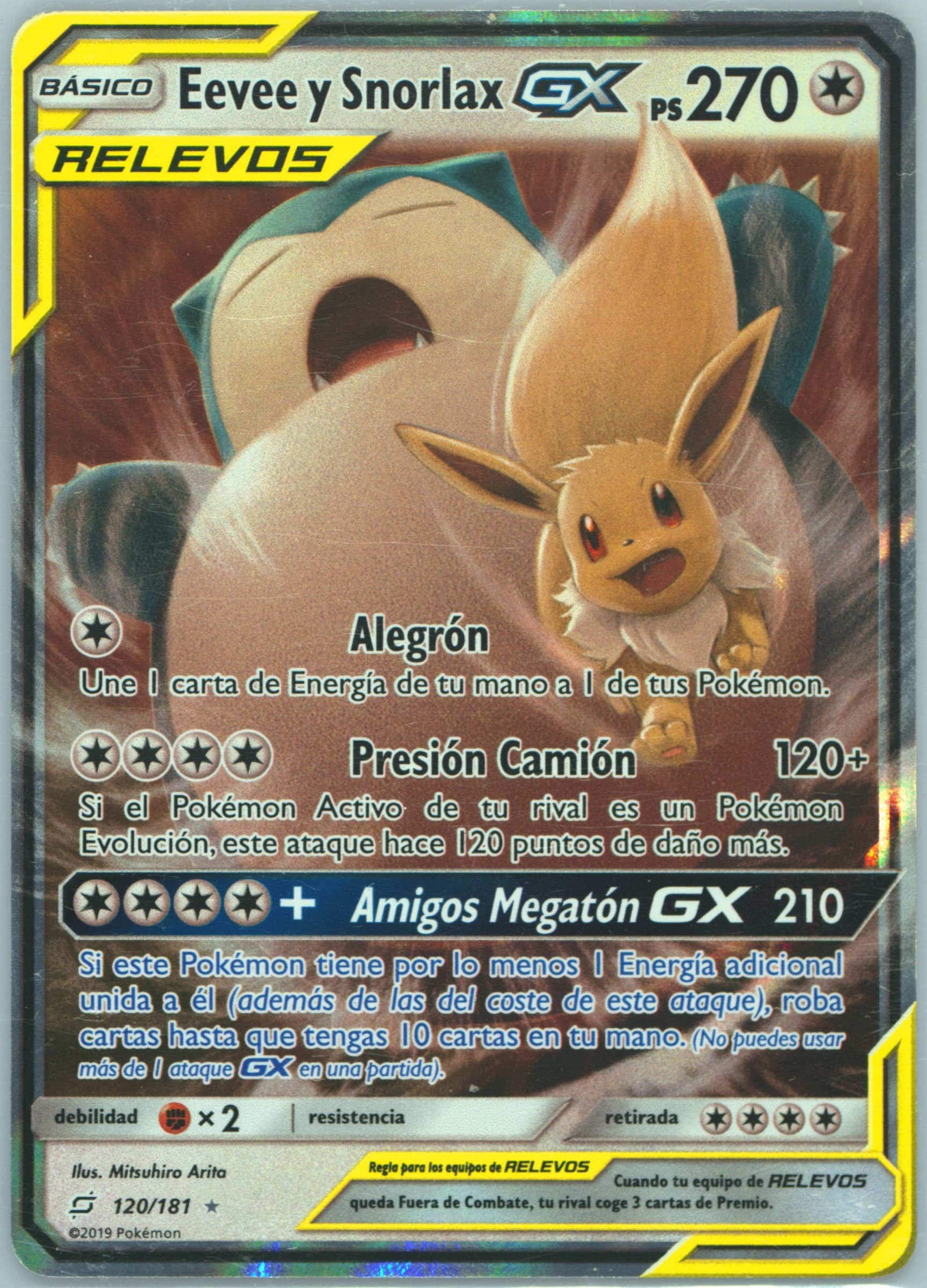 Eevee Y Snorlax GX Spanish (120) 2019 Pokemon Sun & Moon Team Up