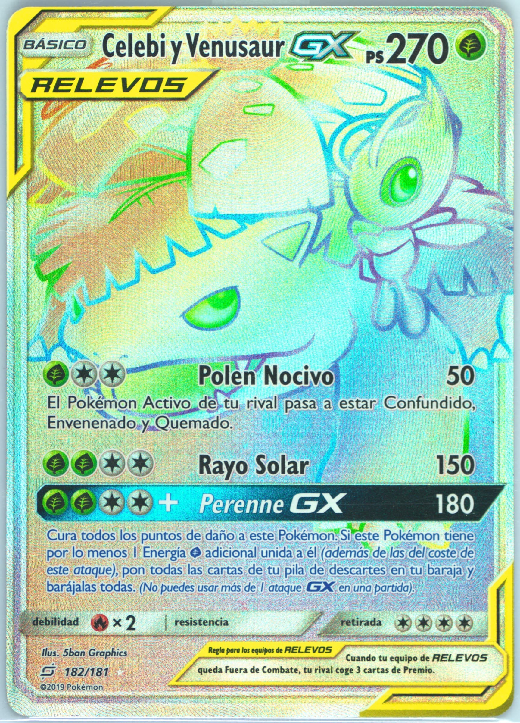 Full Art/Celebi Y Venusaur GX Spanish-Secret (182) 2019 Pokemon Sun & Moon Team Up
