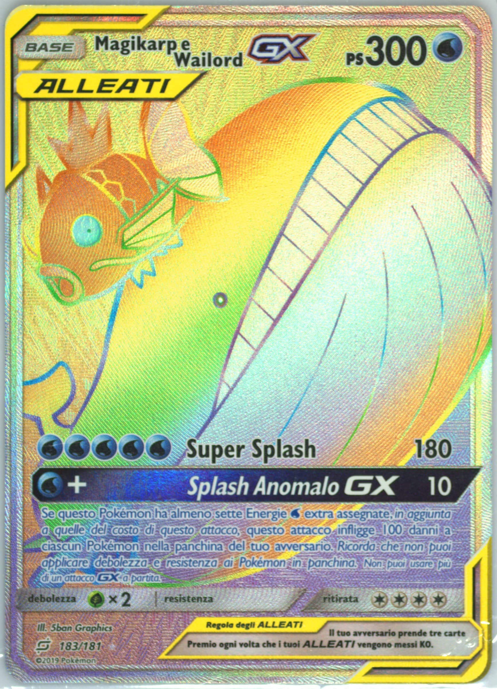 Full Art/Magikarp E Wailord GX Italian-Secret (183) 2019 Pokemon Sun & Moon Team Up