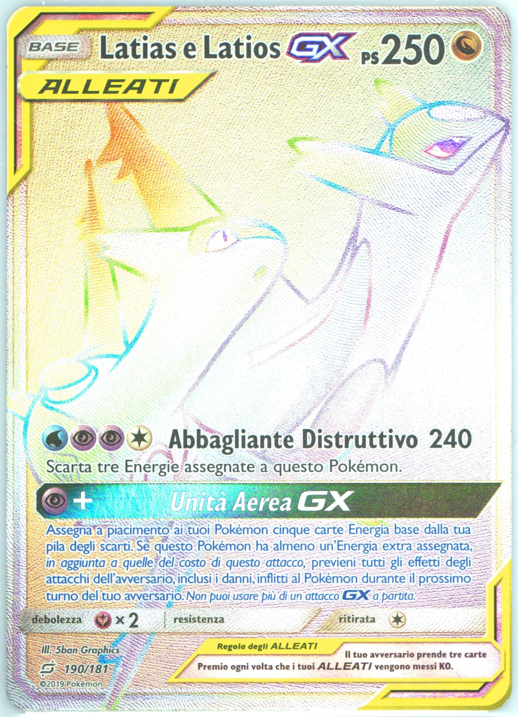 Full Art/Latias E Latios GX Italian-Secret (190) 2019 Pokemon Sun & Moon Team Up