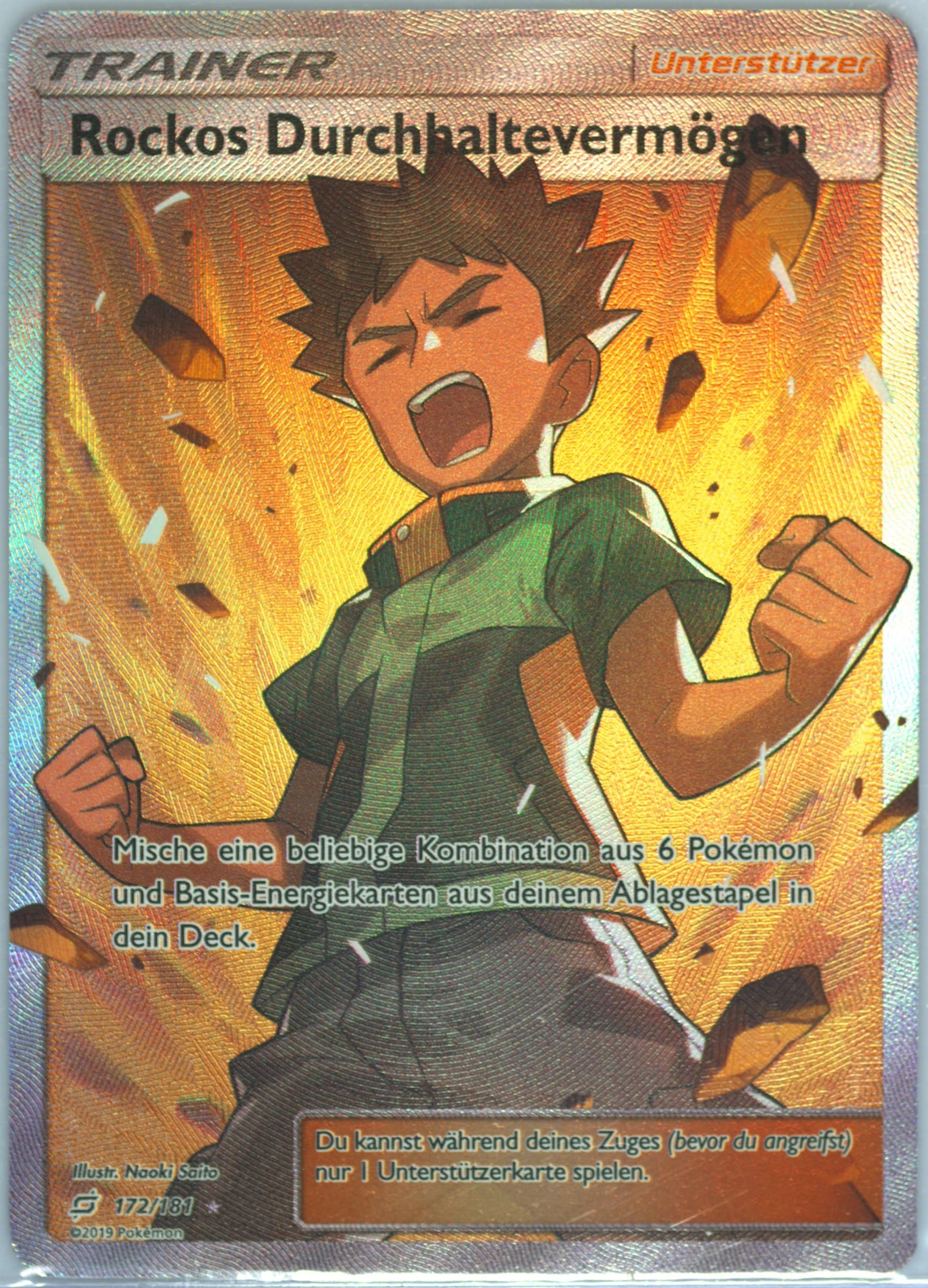 Full Art/Rockos Durchhaltevermogen German (172) 2019 Pokemon Sun & Moon Team Up