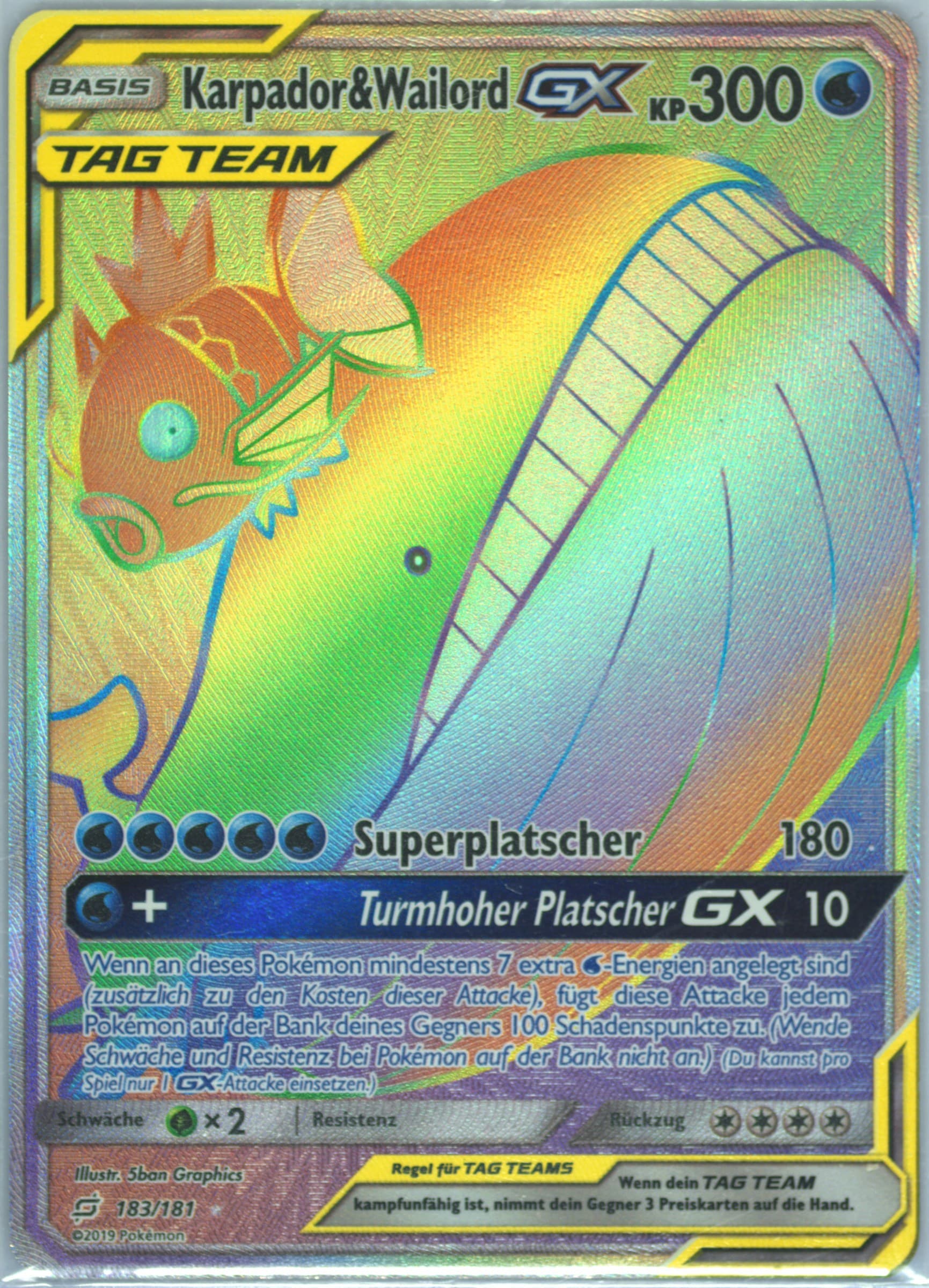 Full Art/Karpador & Wailord GX German-Secret (183) 2019 Pokemon Sun & Moon Team Up