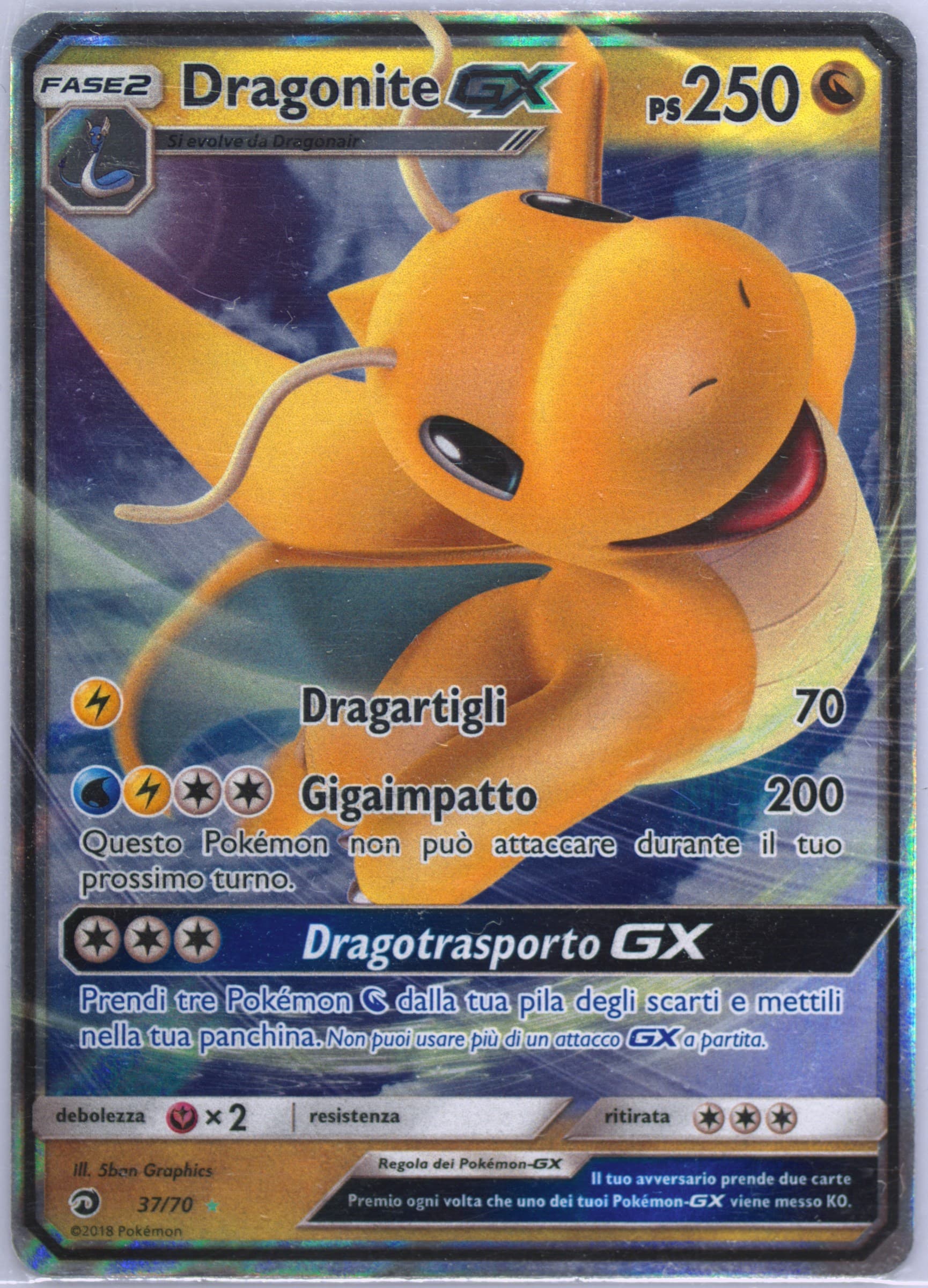 Dragonite GX Italian (37) 2018 Pokemon Sun & Moon Dragon Majesty