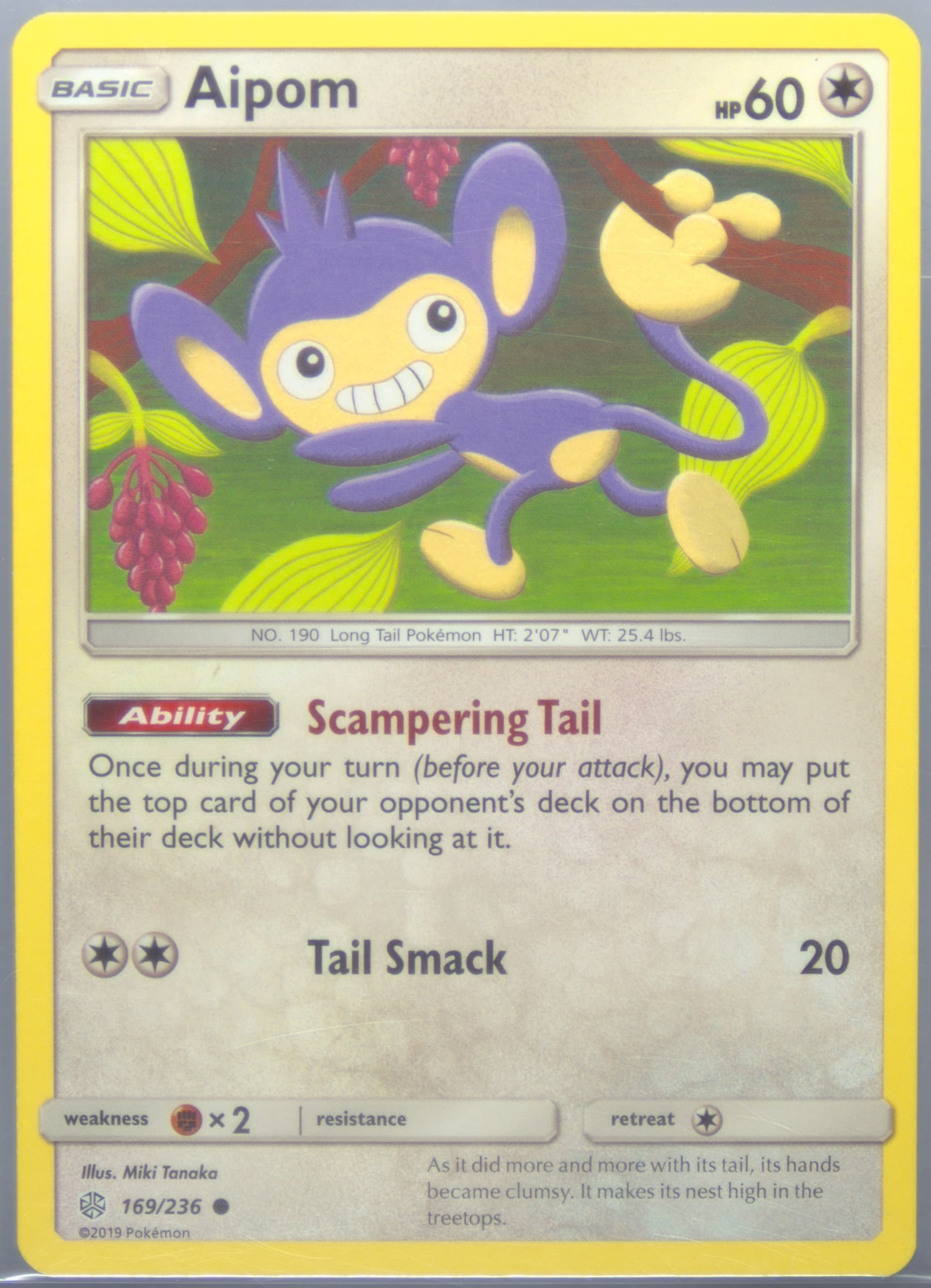 Aipom (169) 2019 Pokemon Sun & Moon Cosmic Eclipse