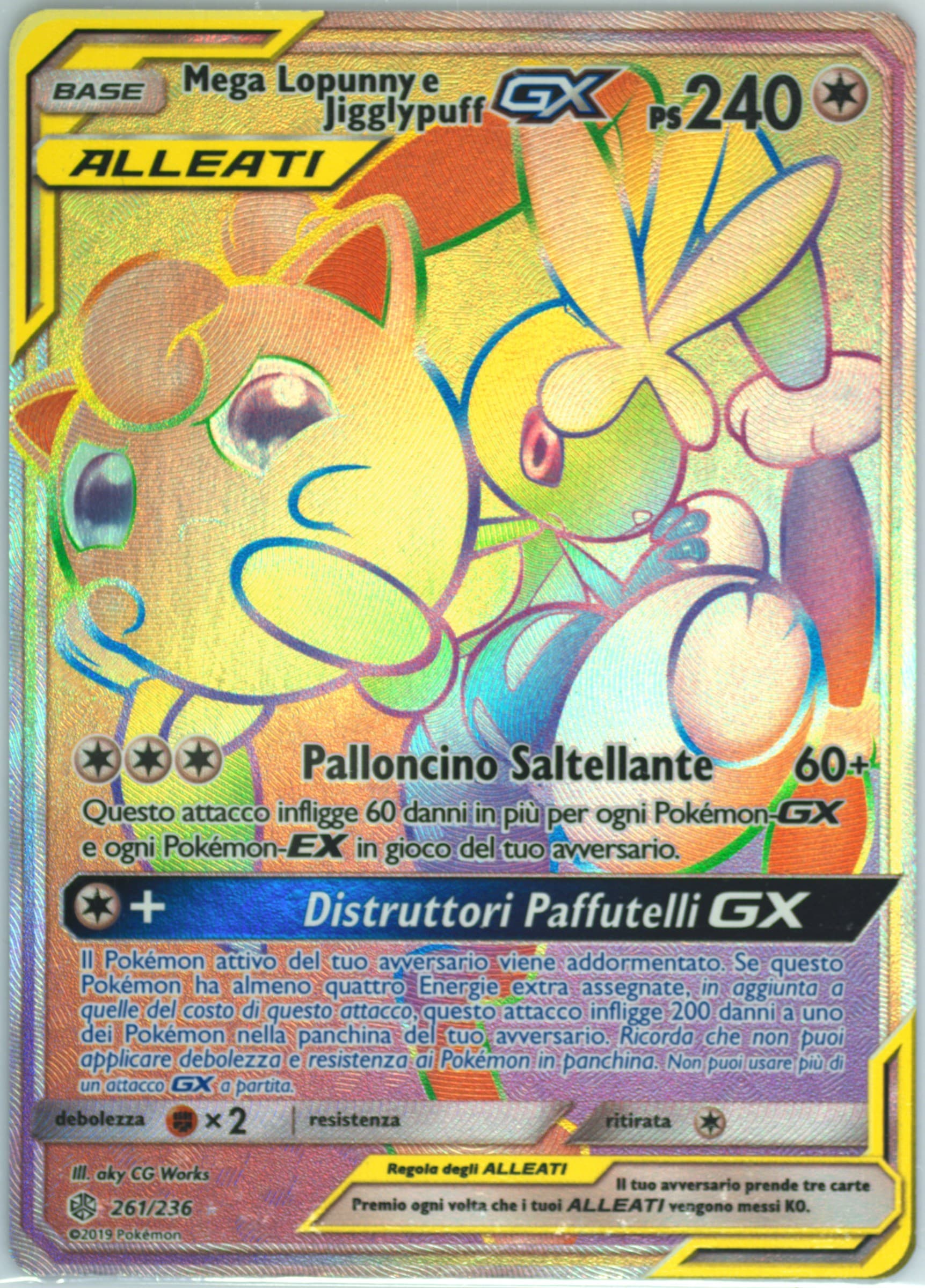 Full Art/Mega Lopunny E Jigglypuff GX Italian-Secret (261) 2019 Pokemon Sun & Moon Cosmic Eclipse