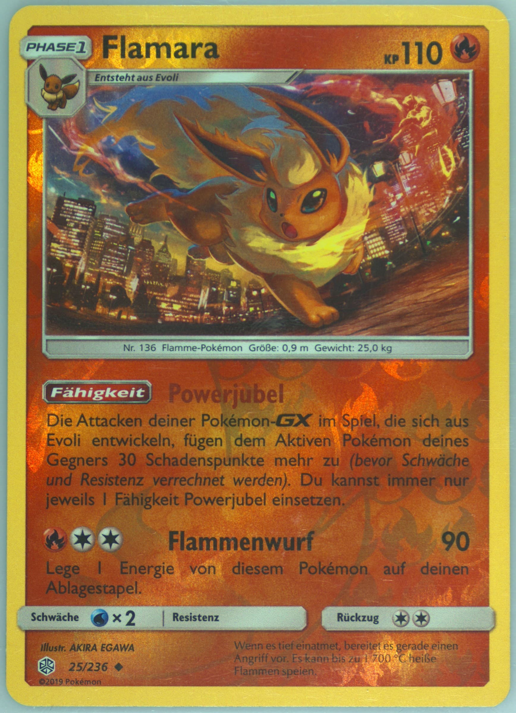 Flamara-Reverse Foil German (25) 2019 Pokemon Sun & Moon Cosmic Eclipse