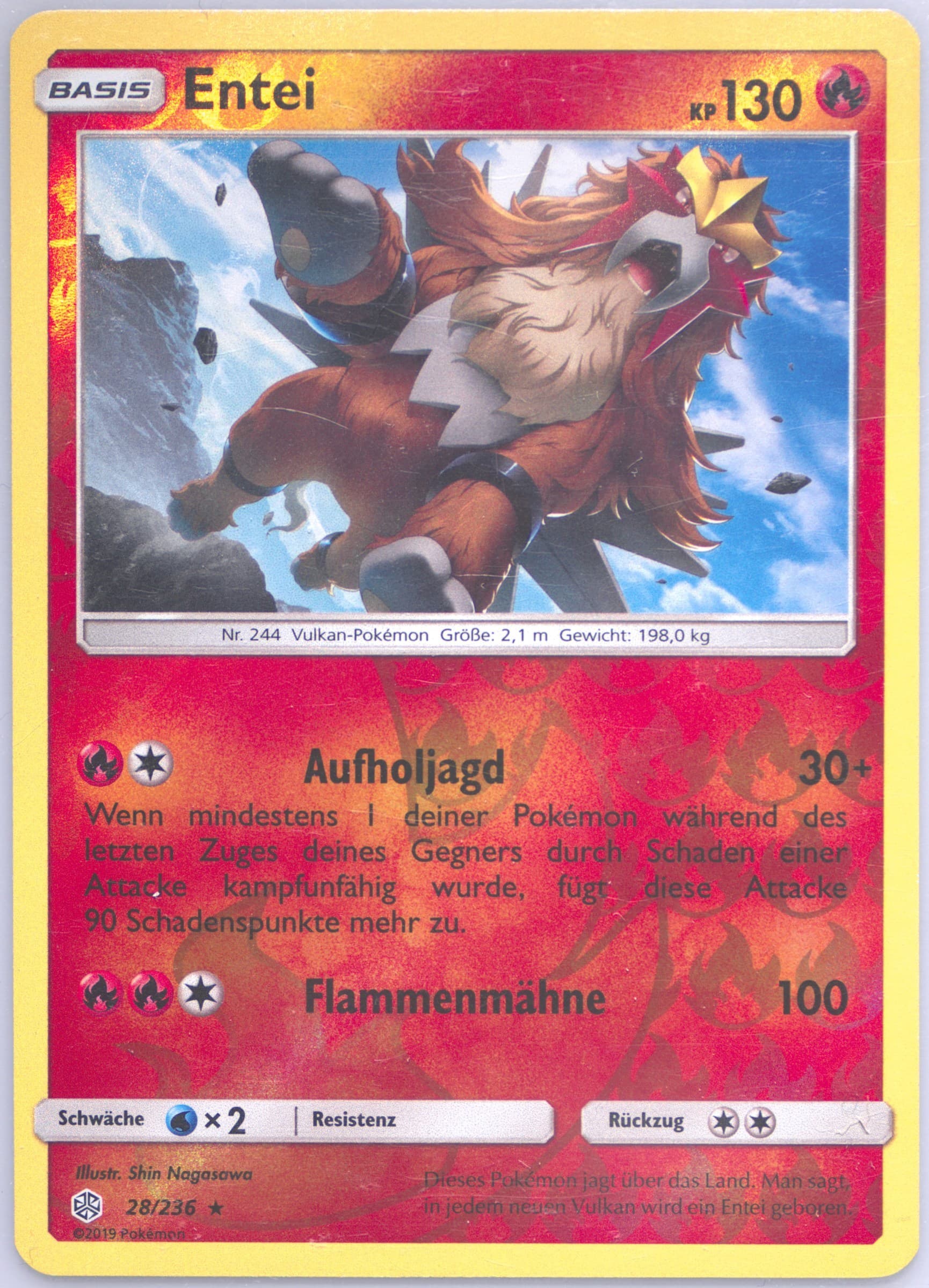 Entei-Reverse Foil German (28) 2019 Pokemon Sun & Moon Cosmic Eclipse