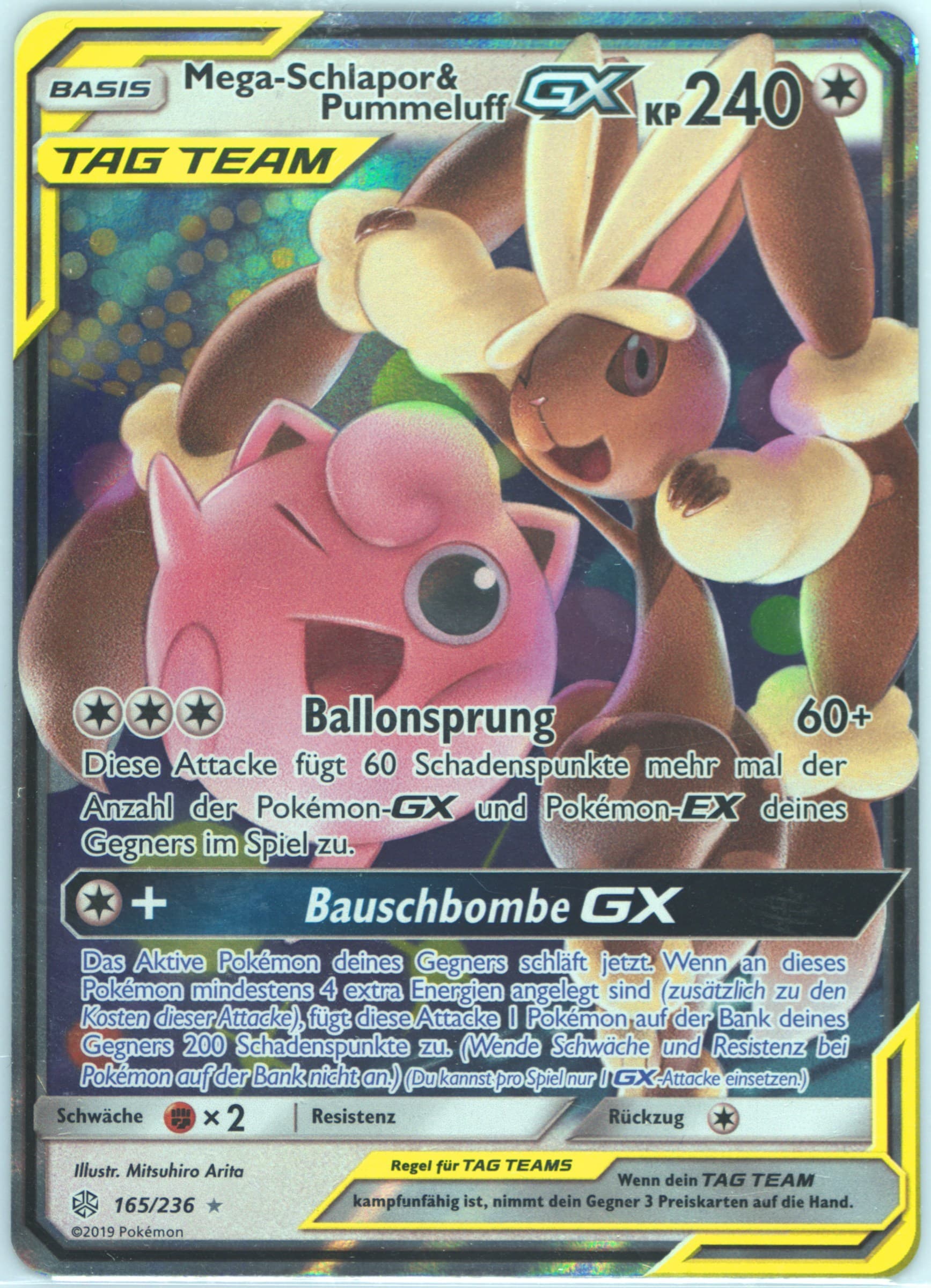 Mega-Schlapor & Pummeluff GX German (165) 2019 Pokemon Sun & Moon Cosmic Eclipse