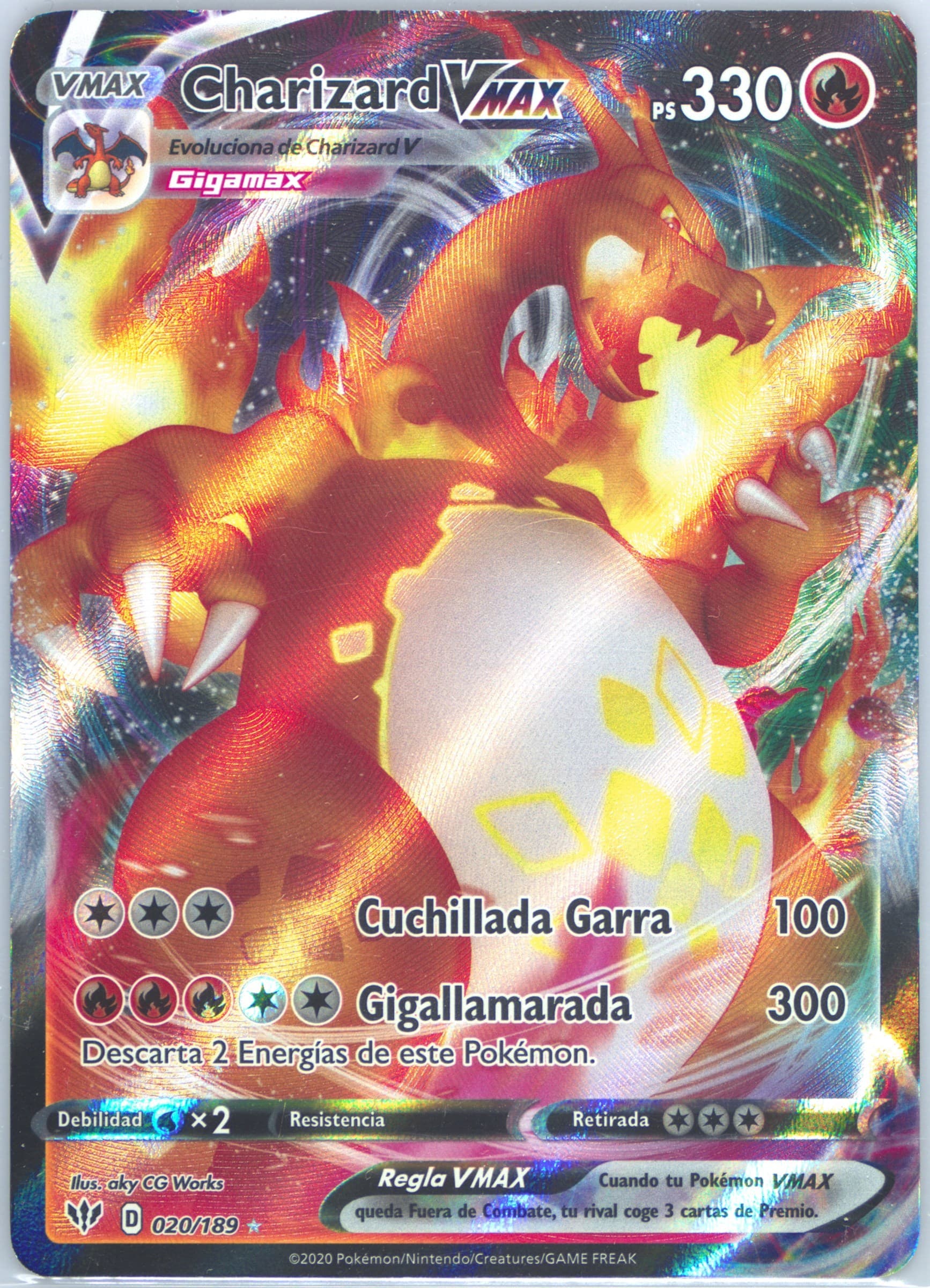 Full Art/Charizard Vmax Spanish (020) 2020 Pokemon Sword & Shield Darkness Ablaze