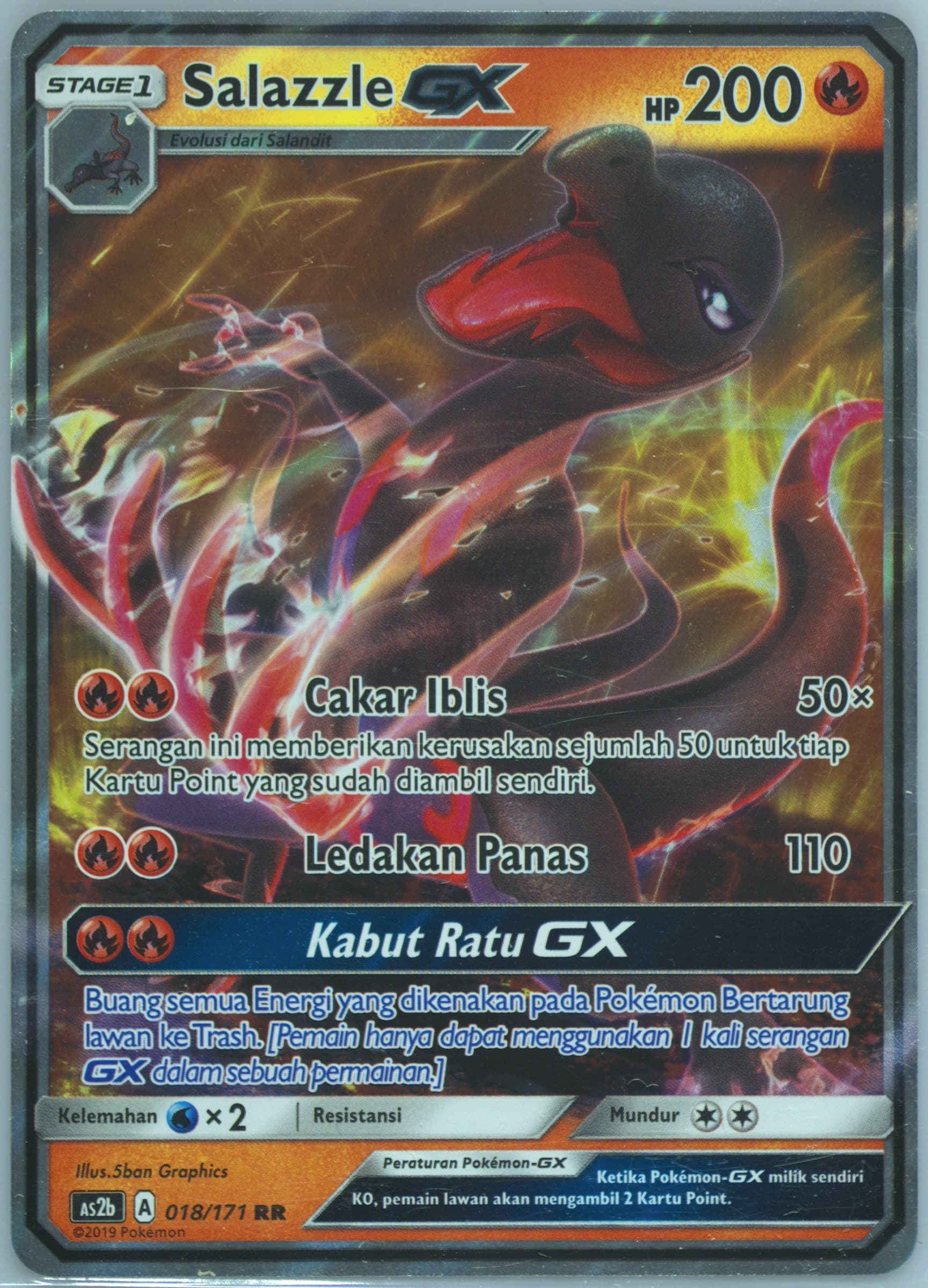 Salazzle GX Set B (018) 2019 Pokemon Indonesian Sun & Moon Legends Awakened