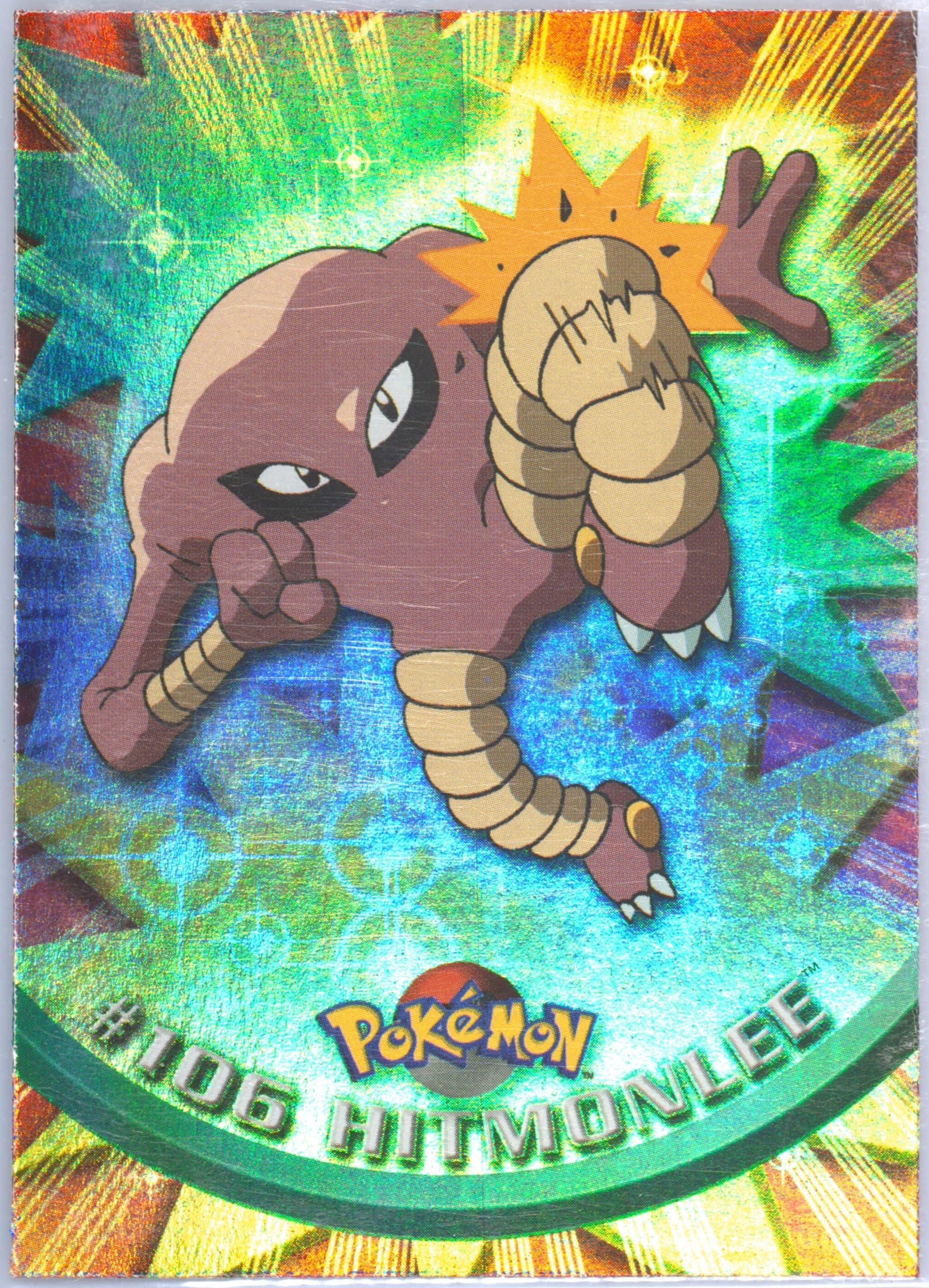 Hitmonlee Rainbow Foil (106) 2000 Topps Pokemon TV Animation Series 2