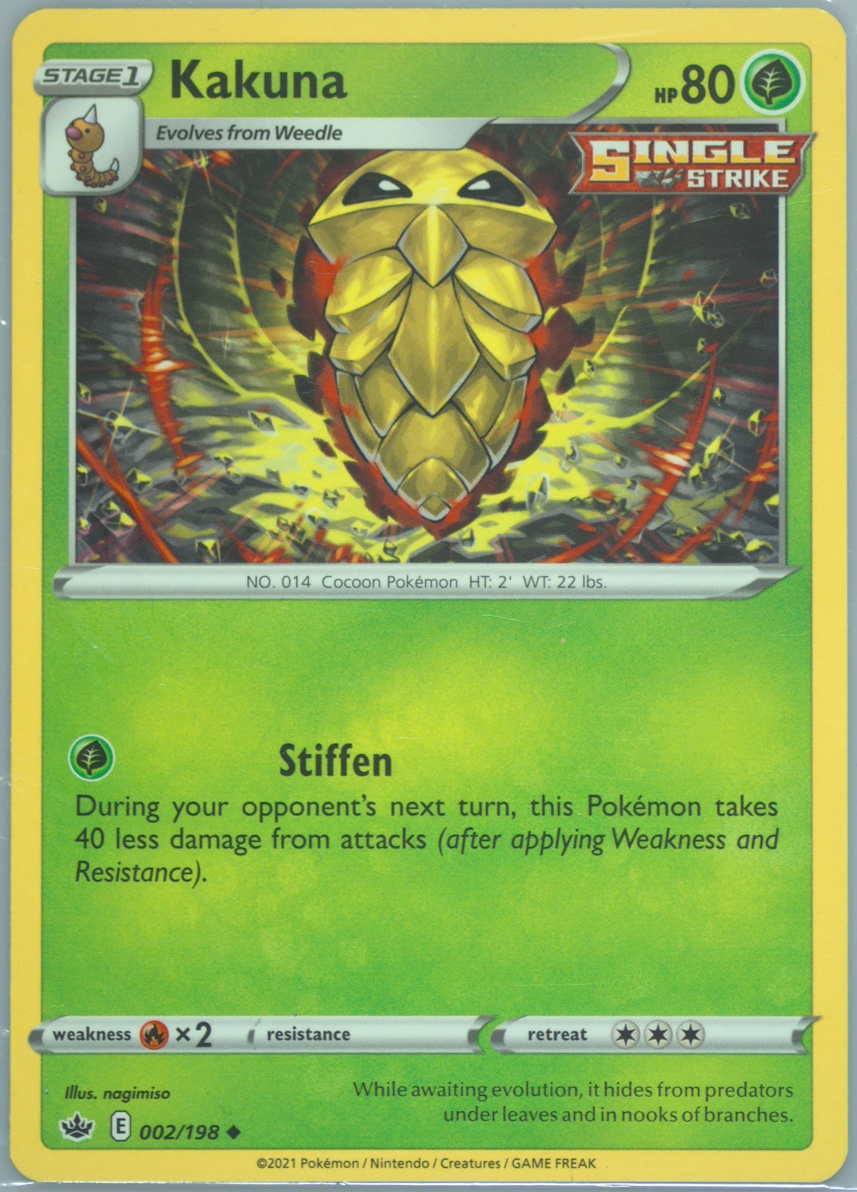 Kakuna (002) 2021 Pokemon Sword & Shield Chilling Reign