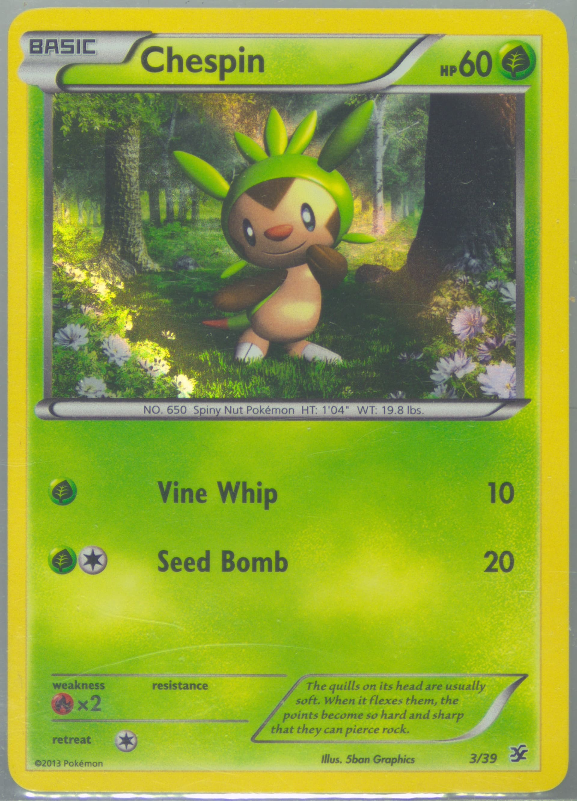 Chespin-Holo (3) 2013 Pokemon XY Kalos Starter Set