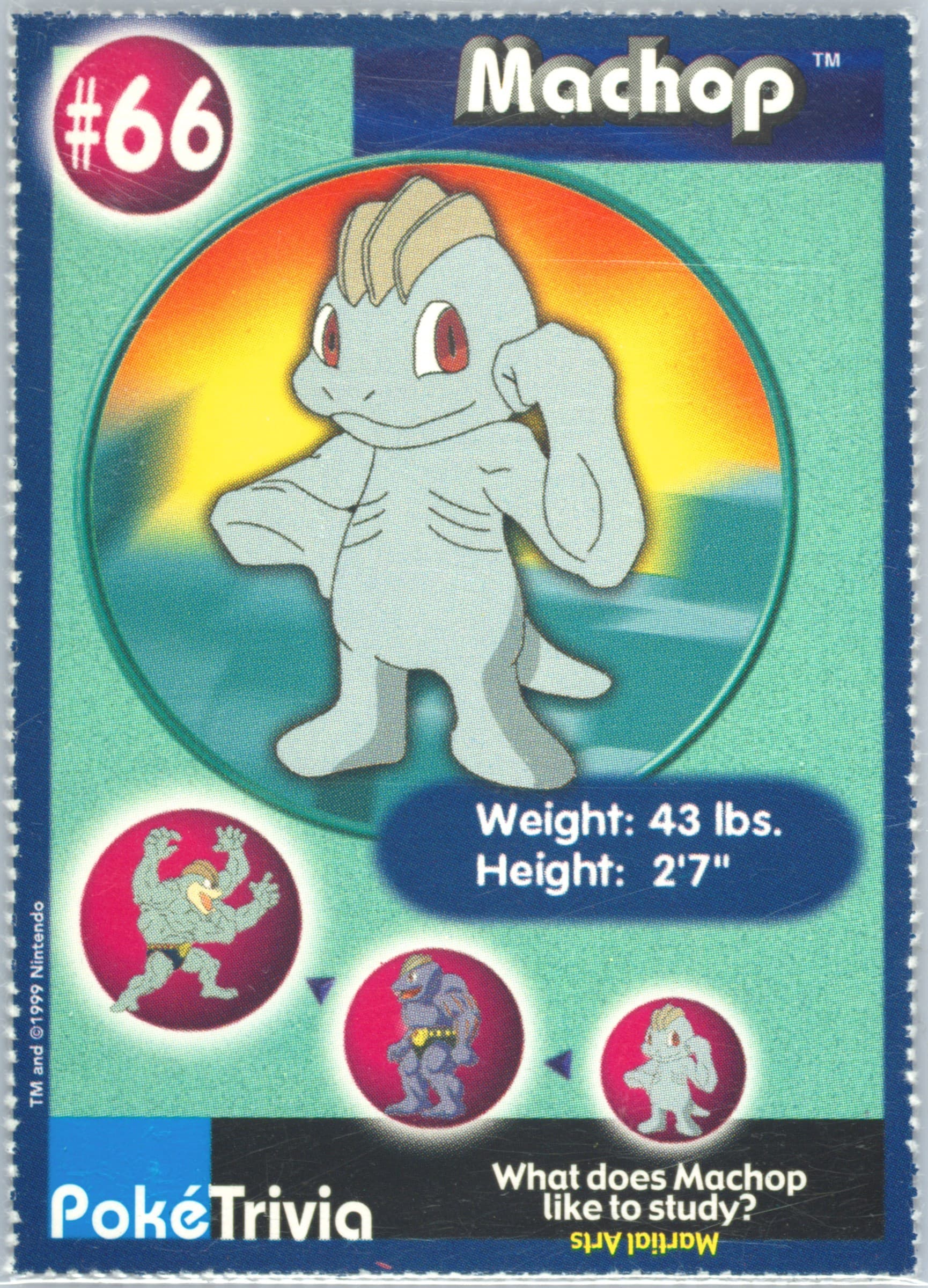 Machop Perforated (66) 1999 Pokemon Burger King