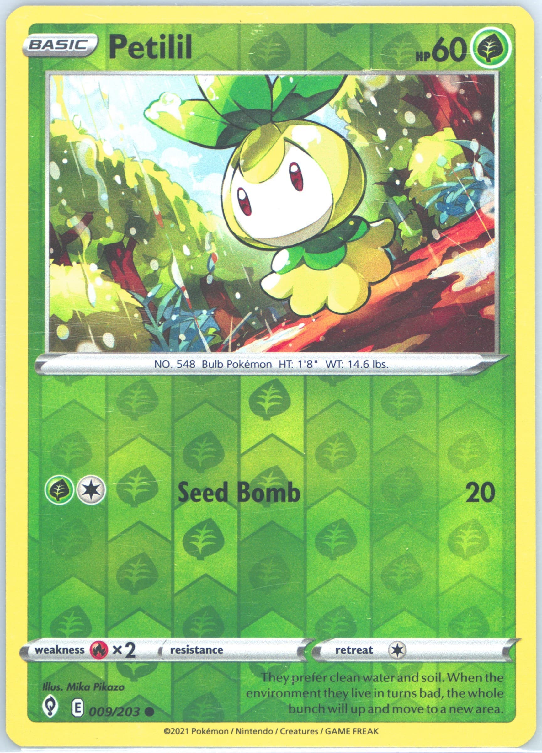 Petilil-Reverse Foil (009) 2021 Pokemon Sword & Shield Evolving Skies