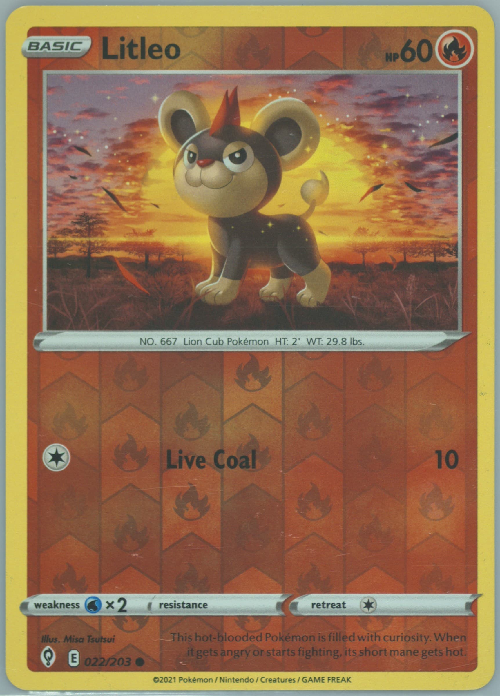 Litleo-Reverse Foil (022) 2021 Pokemon Sword & Shield Evolving Skies