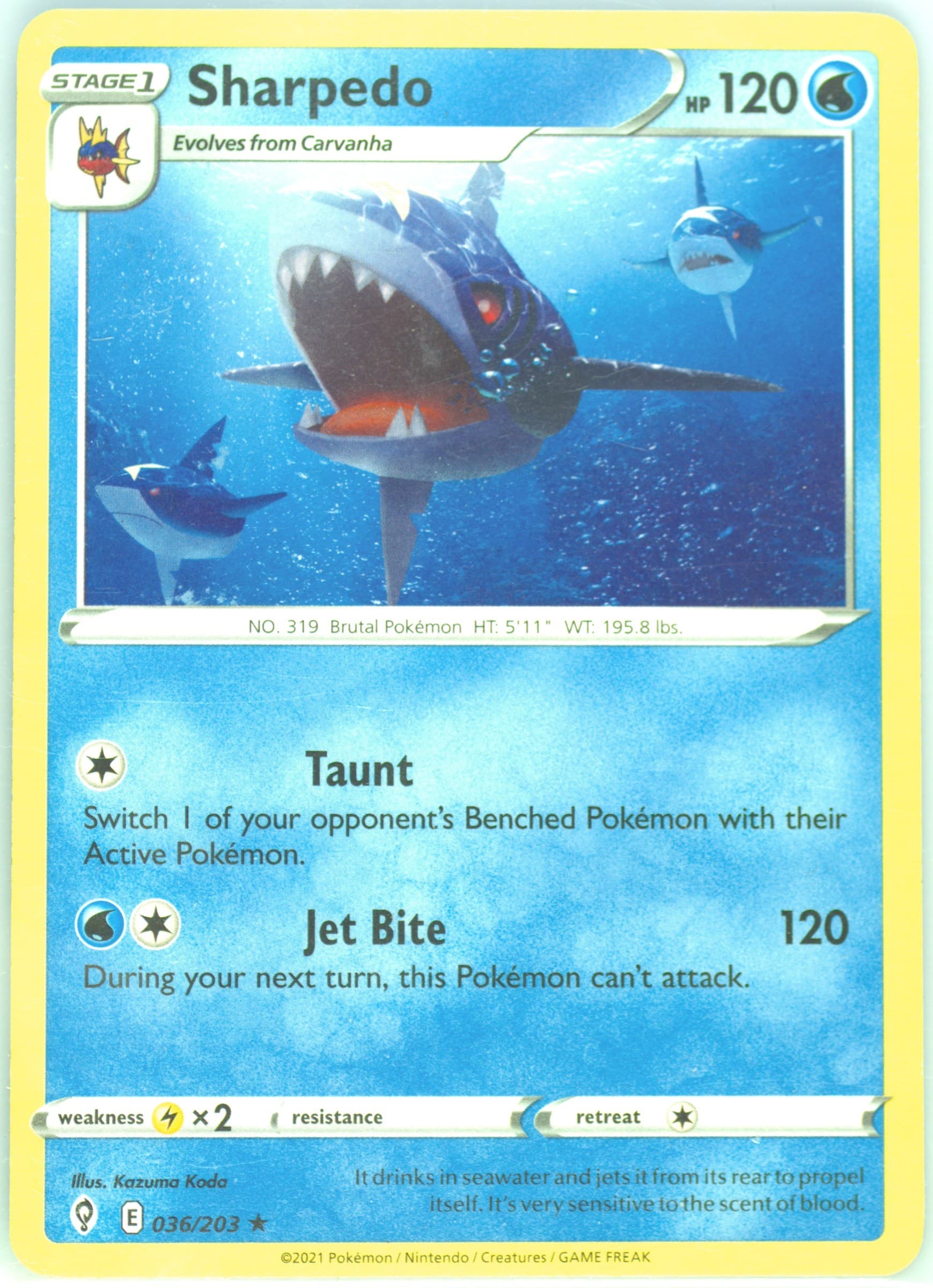 Sharpedo (036) 2021 Pokemon Sword & Shield Evolving Skies