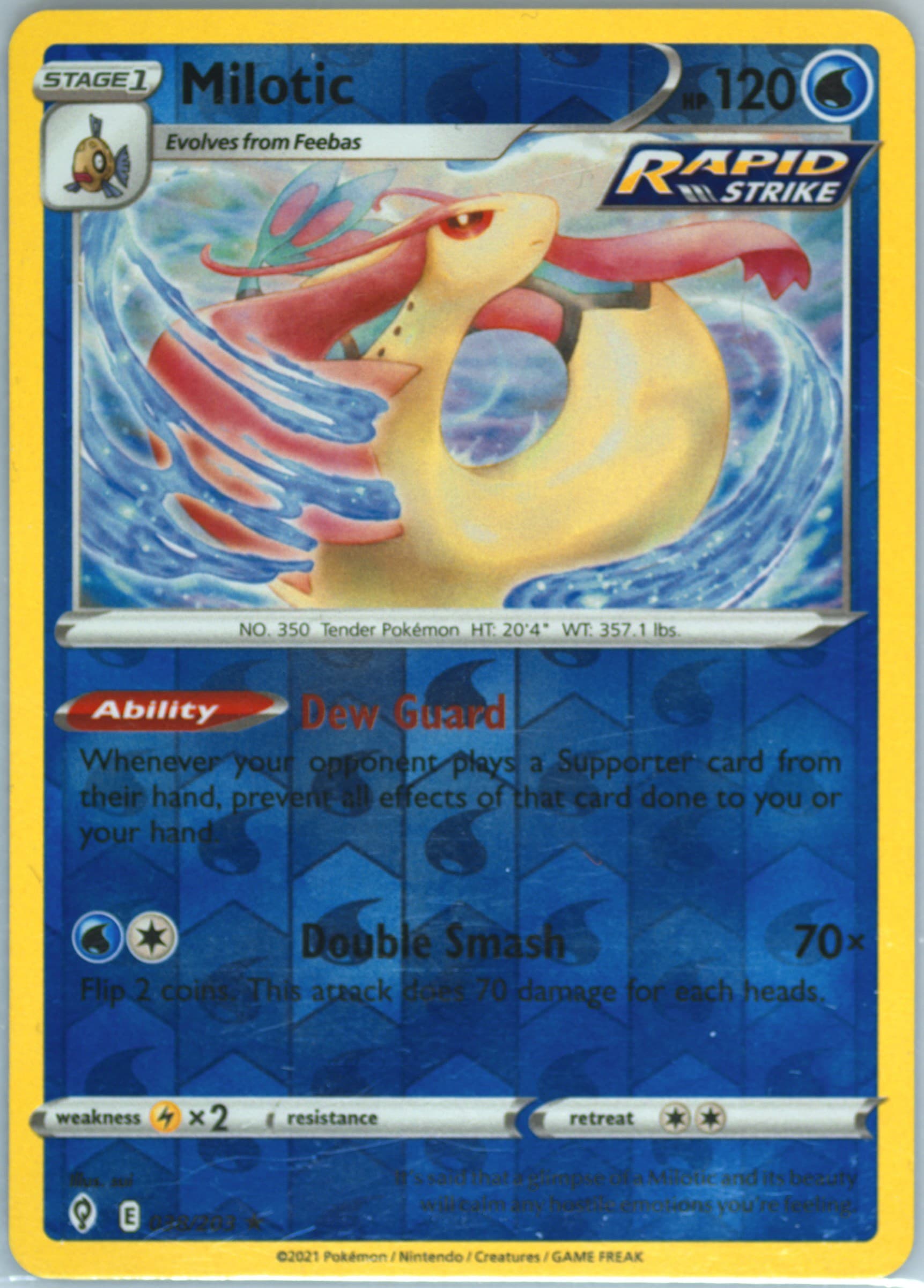 Milotic-Reverse Foil (038) 2021 Pokemon Sword & Shield Evolving Skies
