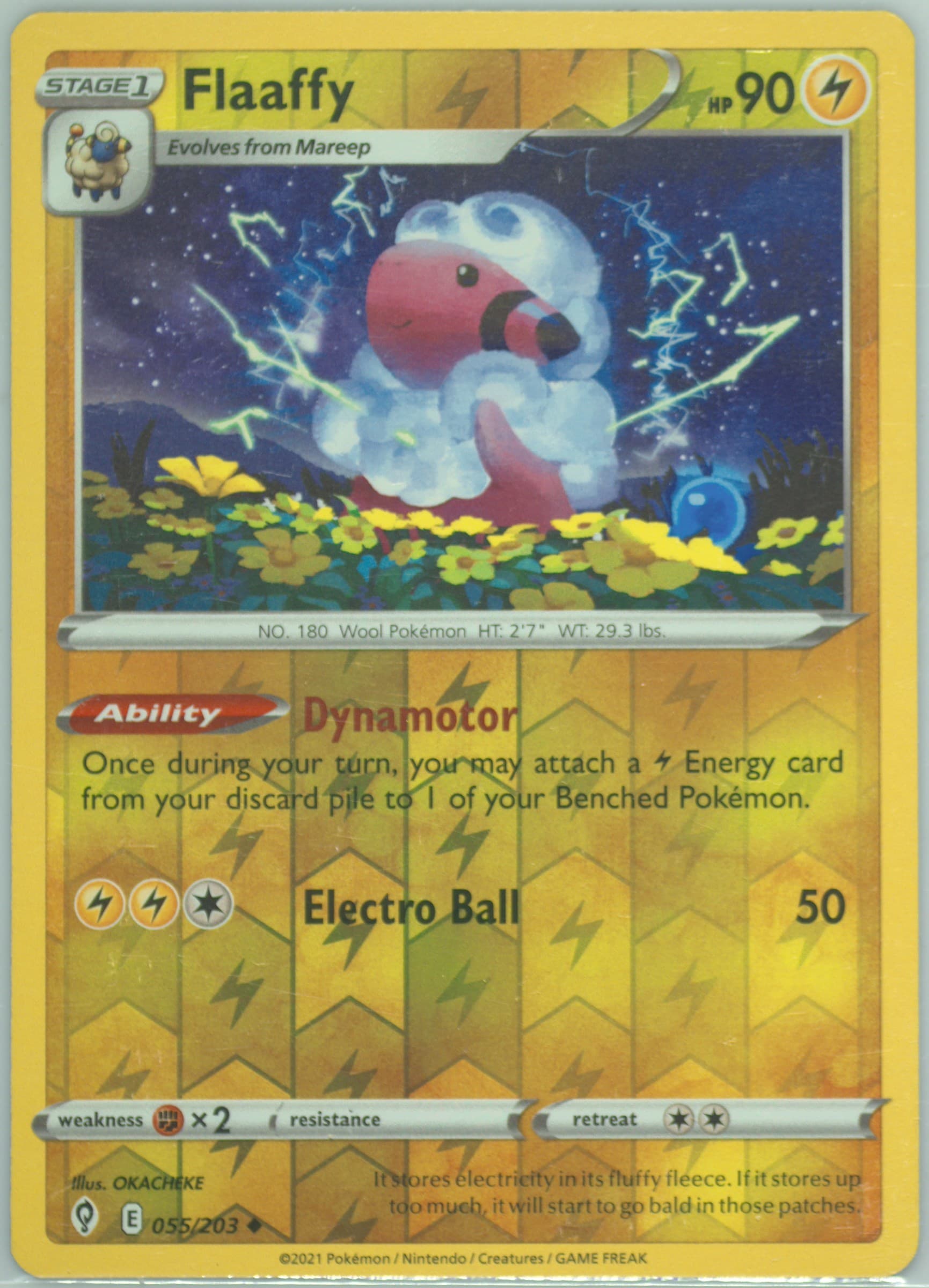 Flaaffy-Reverse Foil (055) 2021 Pokemon Sword & Shield Evolving Skies