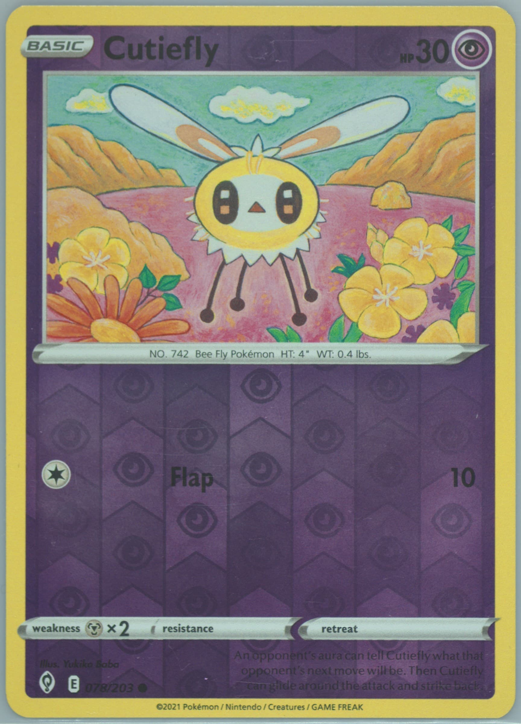 Cutiefly-Reverse Foil (078) 2021 Pokemon Sword & Shield Evolving Skies