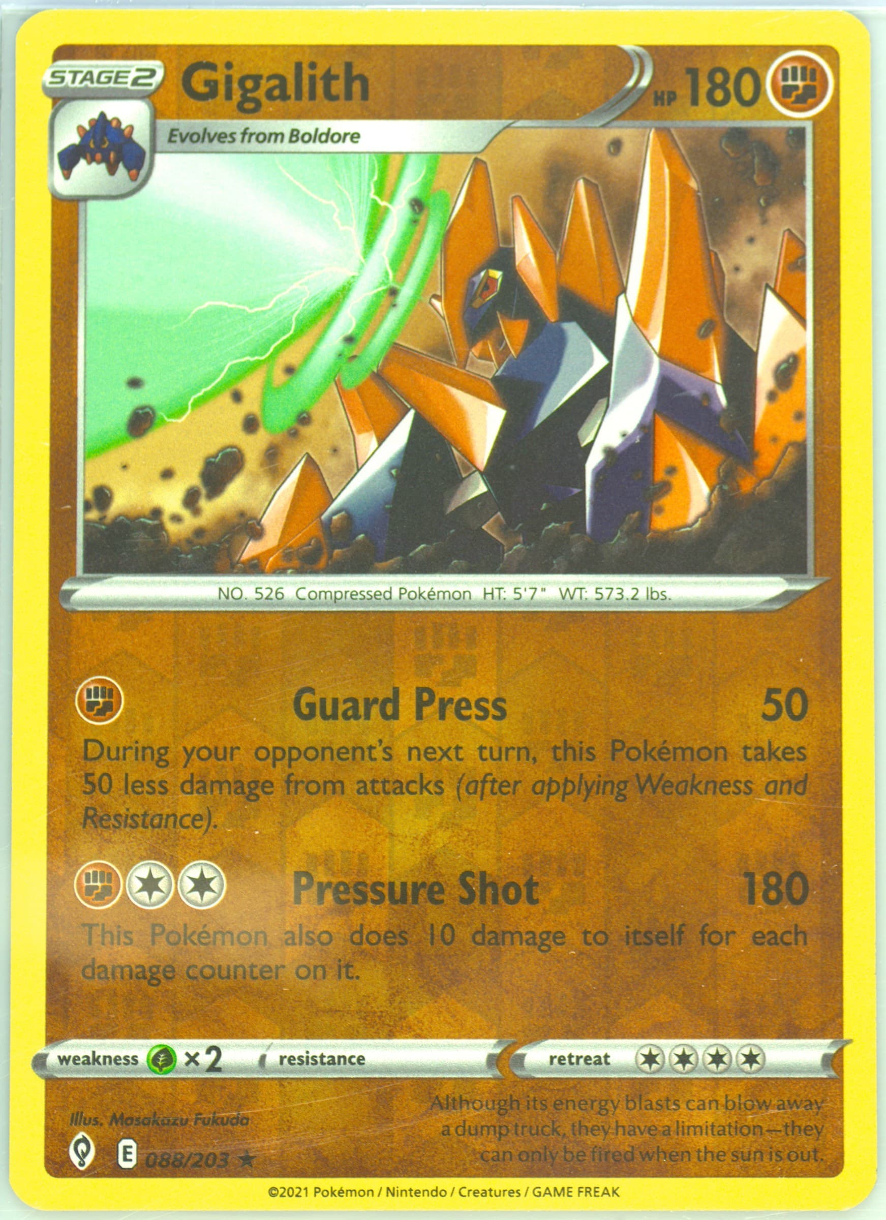Gigalith-Reverse Foil (088) 2021 Pokemon Sword & Shield Evolving Skies