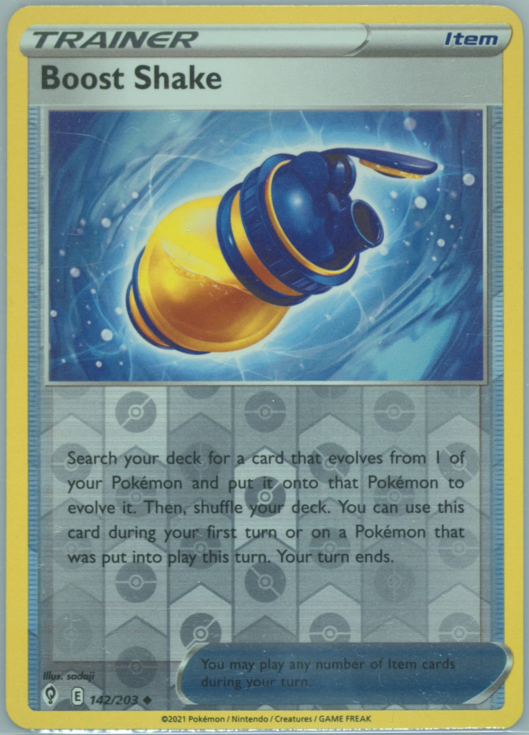 Boost Shake-Reverse Foil (142) 2021 Pokemon Sword & Shield Evolving Skies