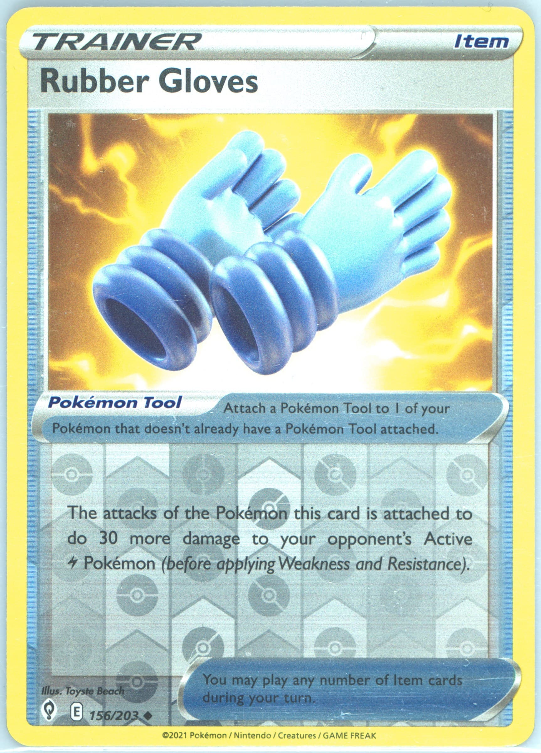 Rubber Gloves-Reverse Foil (156) 2021 Pokemon Sword & Shield Evolving Skies