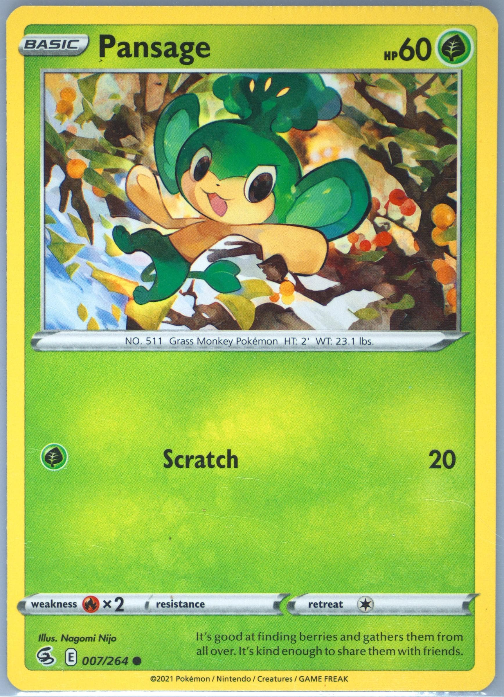 Pansage (007) 2021 Pokemon Sword & Shield Fusion Strike