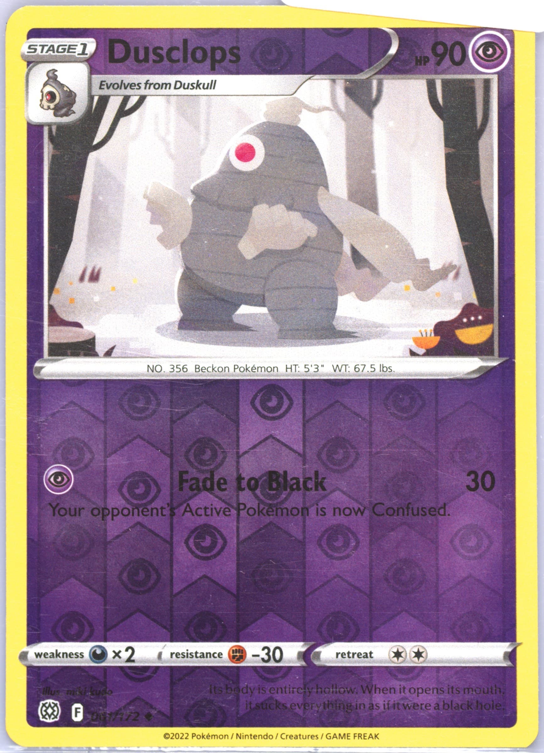 Dusclops-Reverse Foil (061) 2022 Pokemon Sword & Shield Brilliant Stars