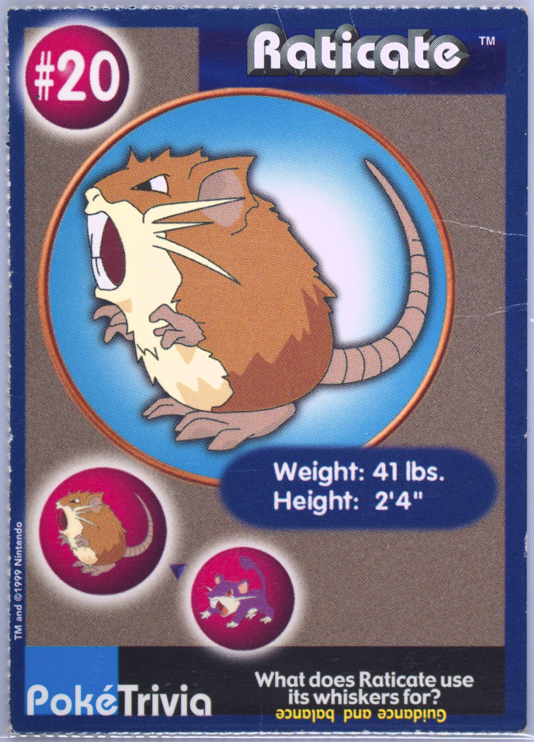 Raticate (20) 1999 Pokemon Burger King