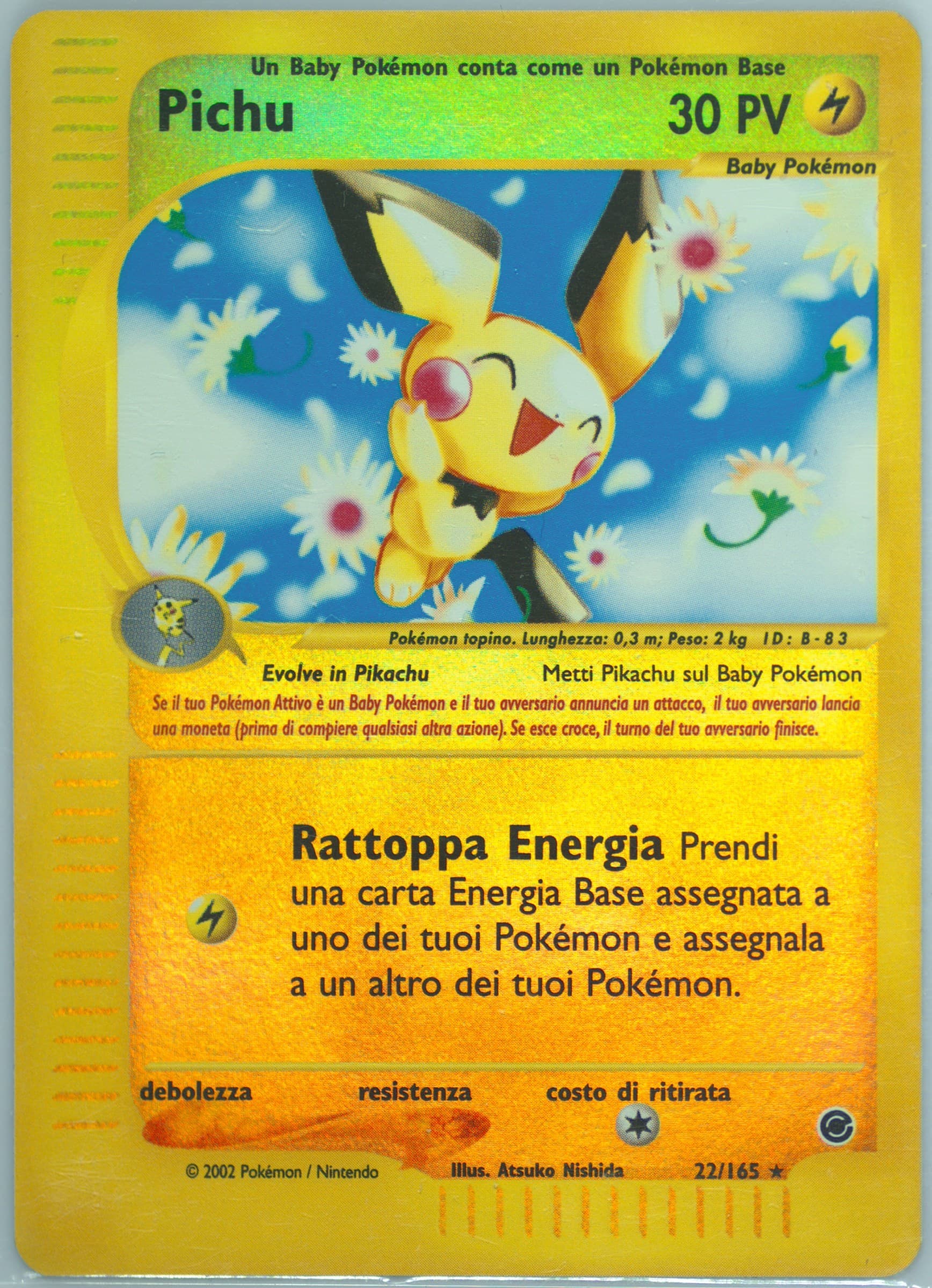 Pichu-Reverse Foil Italian (22) 2002 Pokemon Expedition