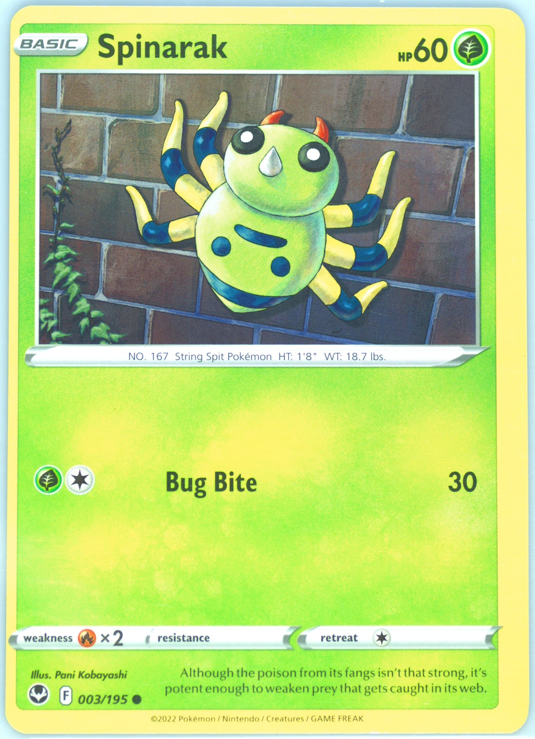 Spinarak (003) 2022 Pokemon Sword & Shield Silver Tempest