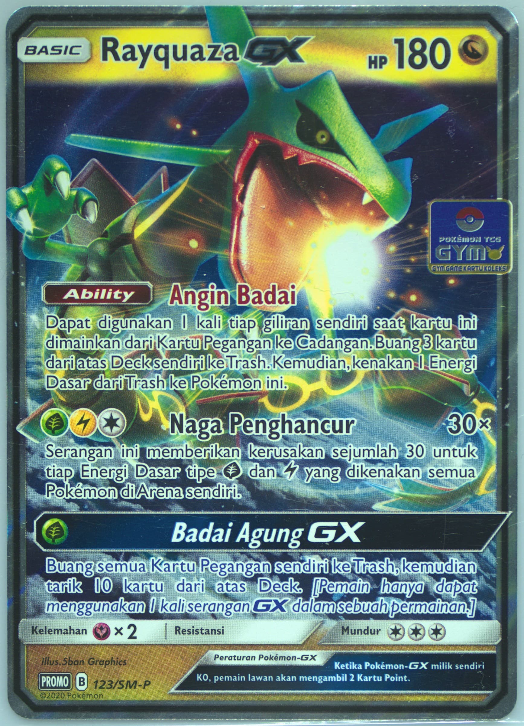 Rayquaza GX Pokemon Gym Prize (123) 2019 Pokemon Indonesian SM Promo
