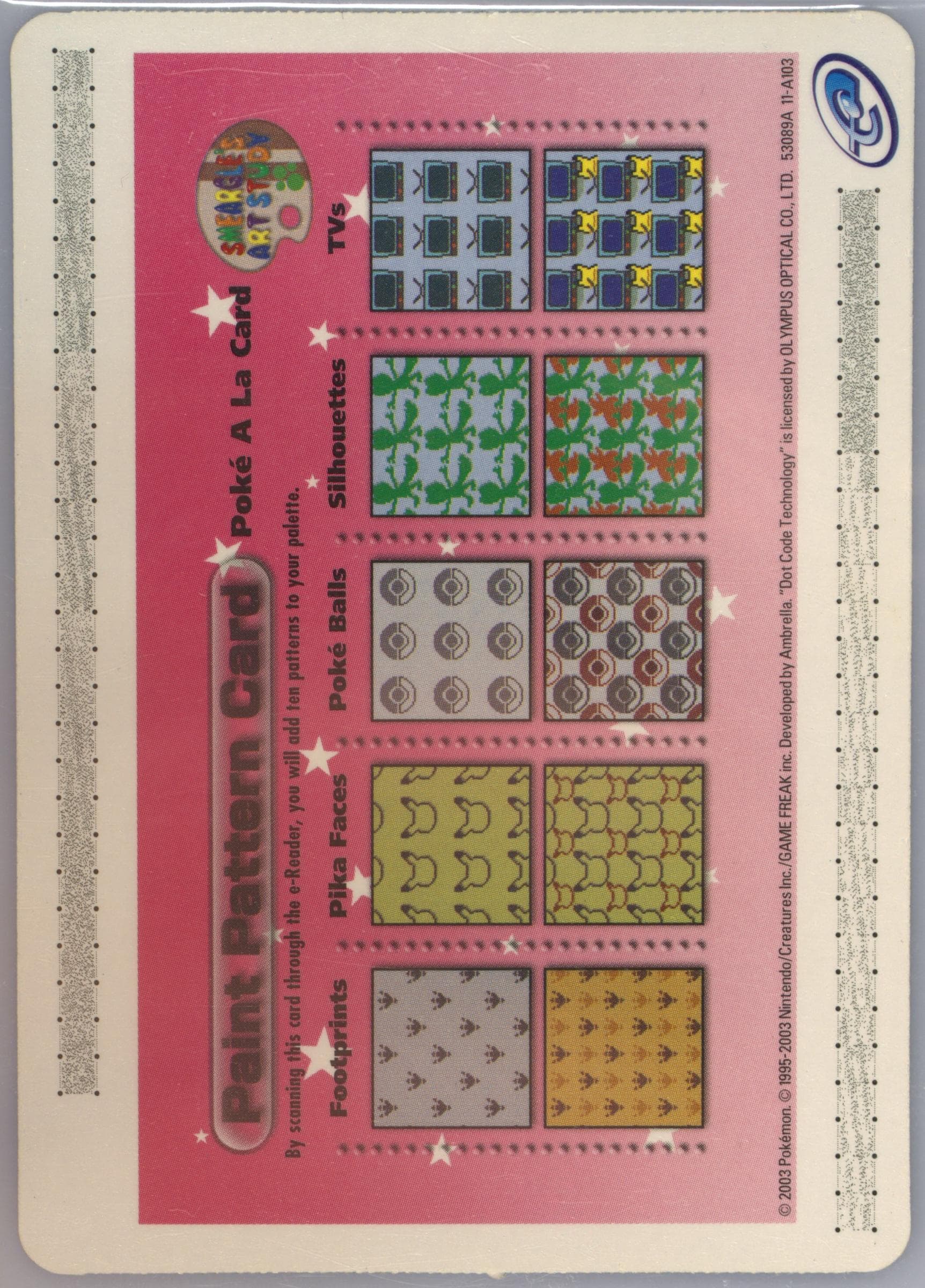 Paint Pattern Card: Poke A La Card North American Pokemon Channel (A103) 2004 Pokemon E-Reader Promo