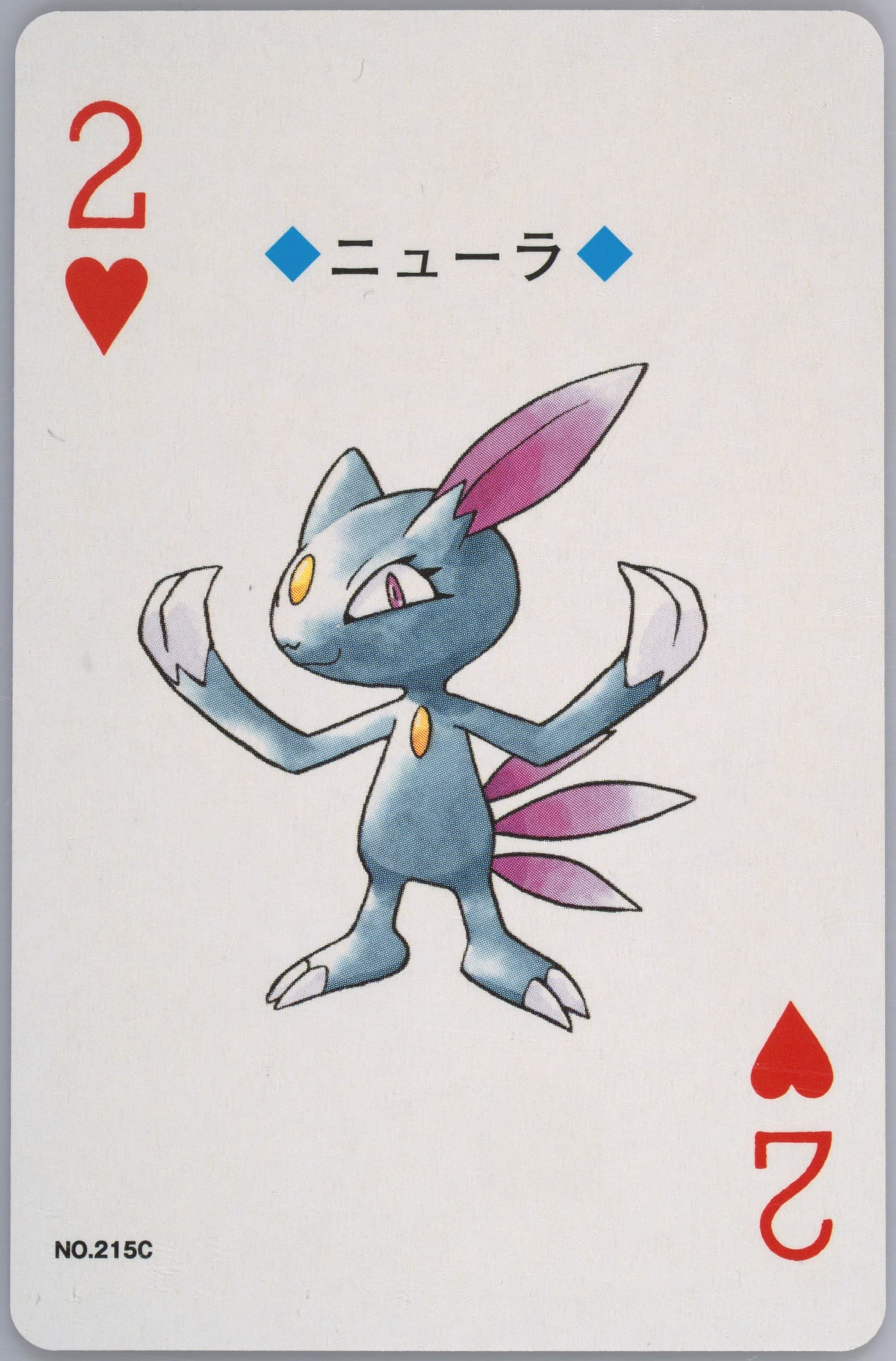 Sneasel 2 of Hearts (215C) 2000 Pokemon Gold Version Playing Cards