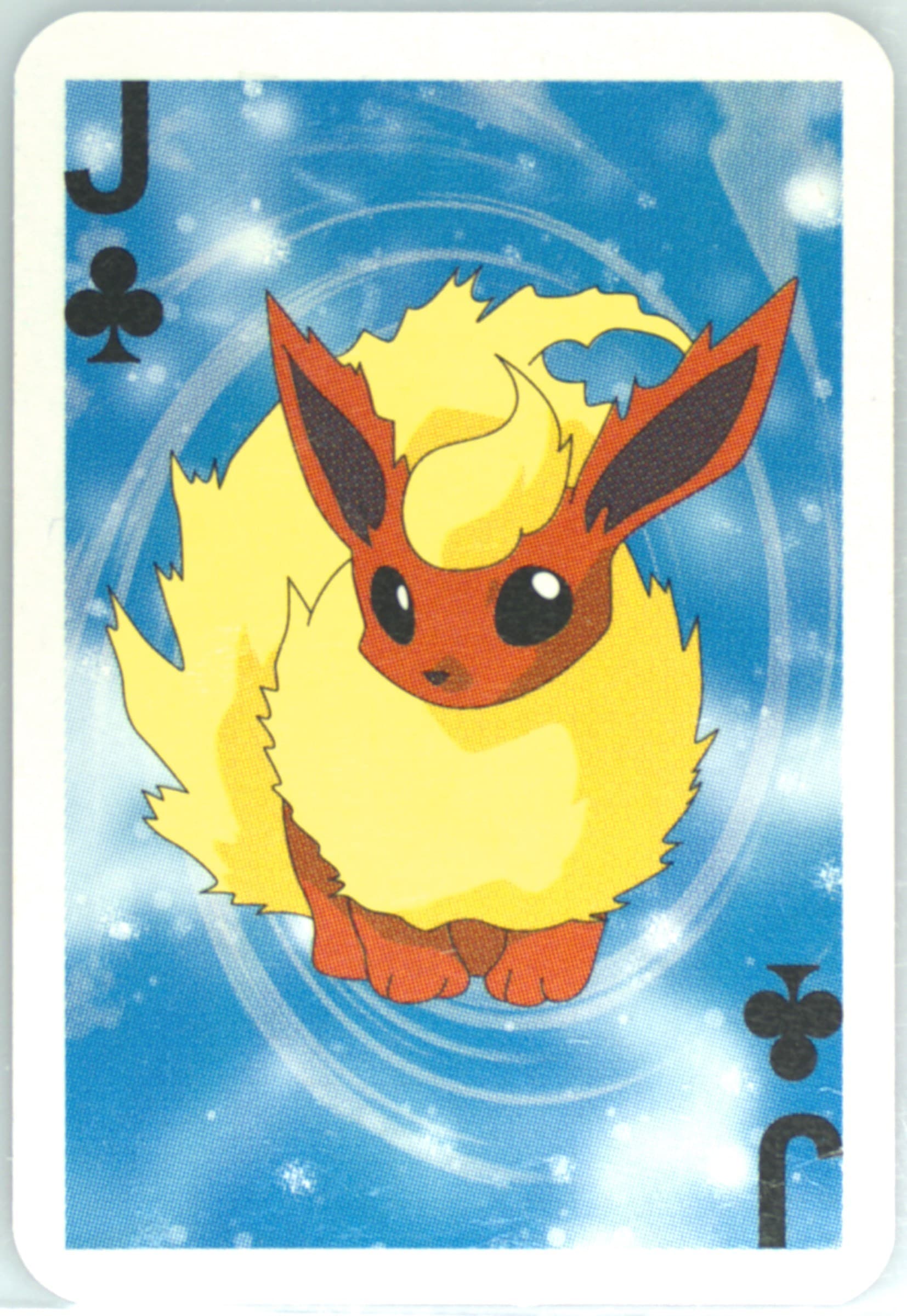 Flareon Jack of Clubs 1999 Bicycle Pokemon Mini Playing Cards Blue Deck