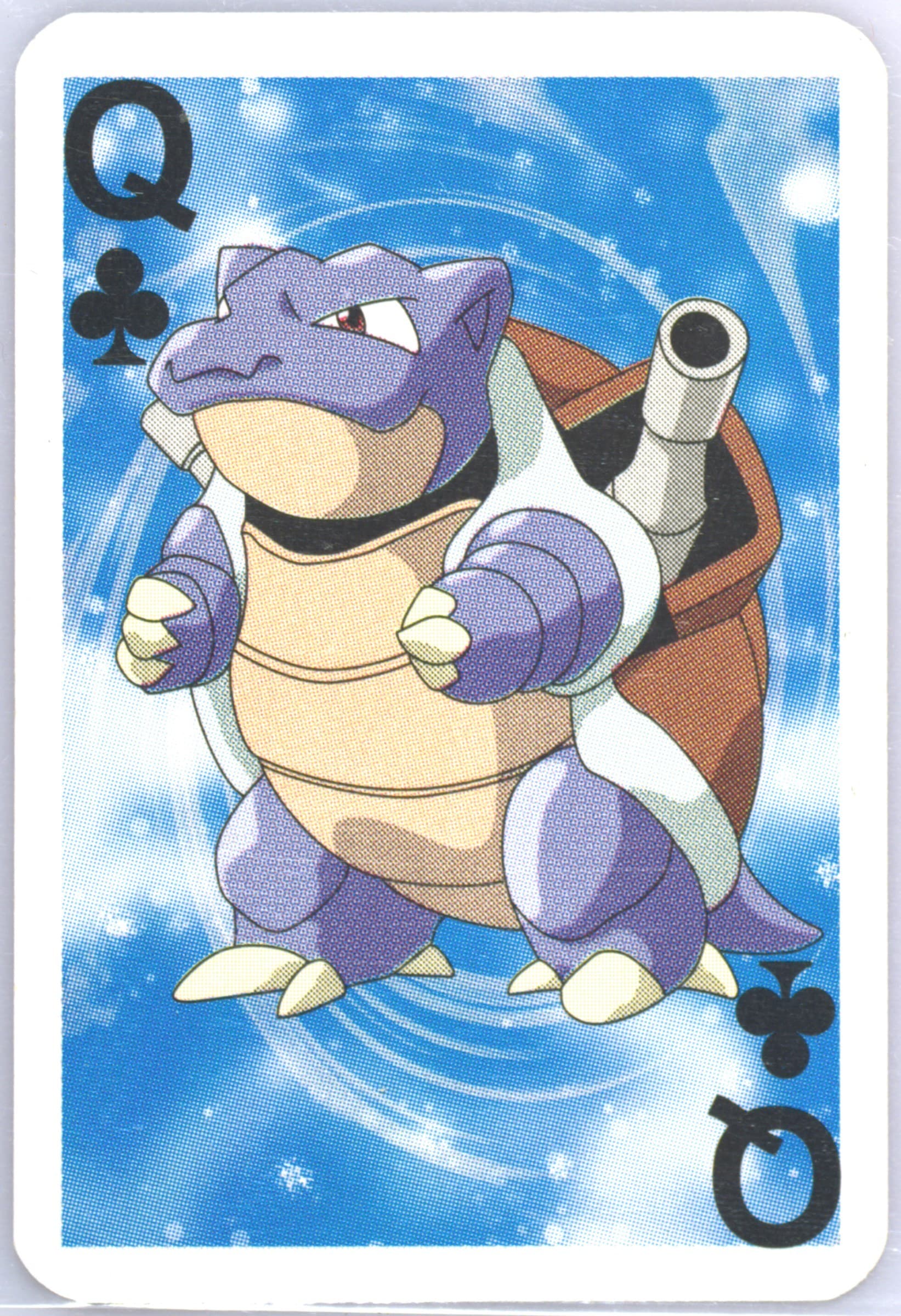 Blastoise Queen of Clubs 1999 Bicycle Pokemon Mini Playing Cards Blue Deck