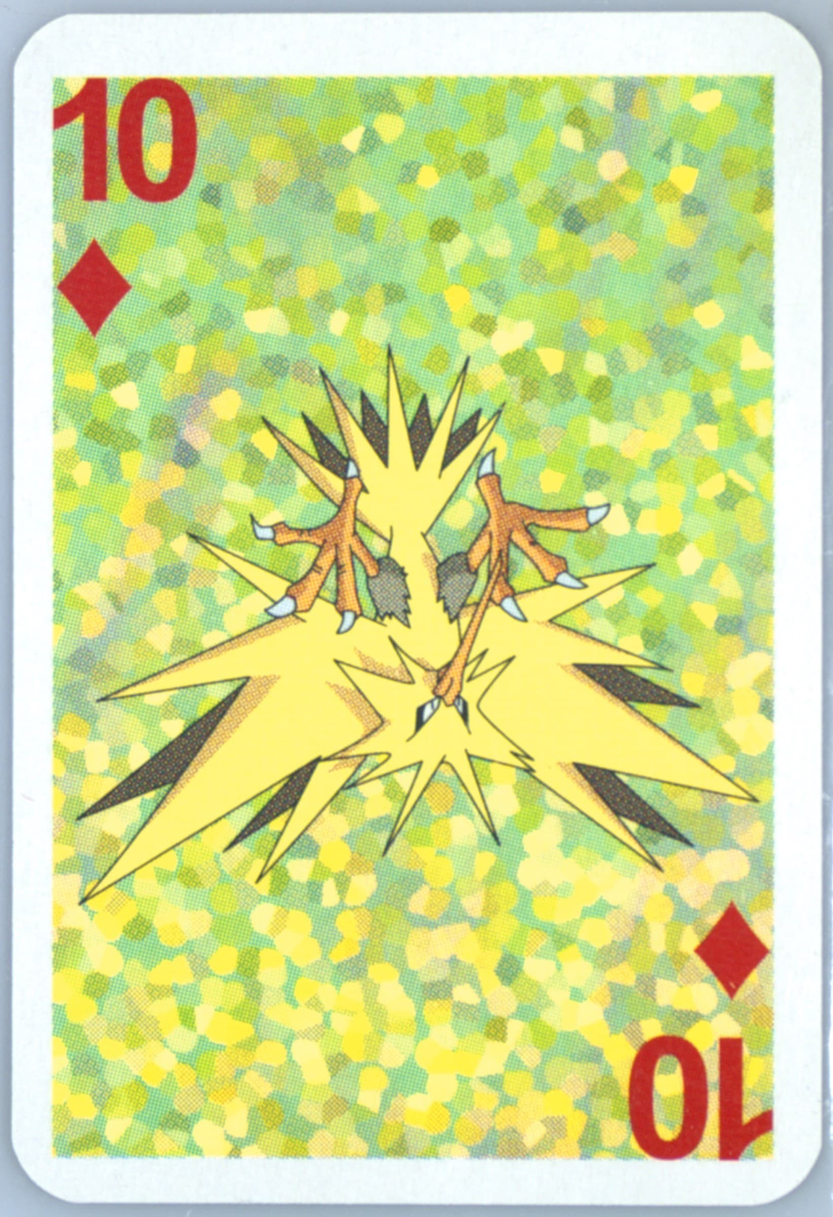 Zapdos 10 of Diamonds 1999 Bicycle Pokemon Mini Playing Cards Green Deck