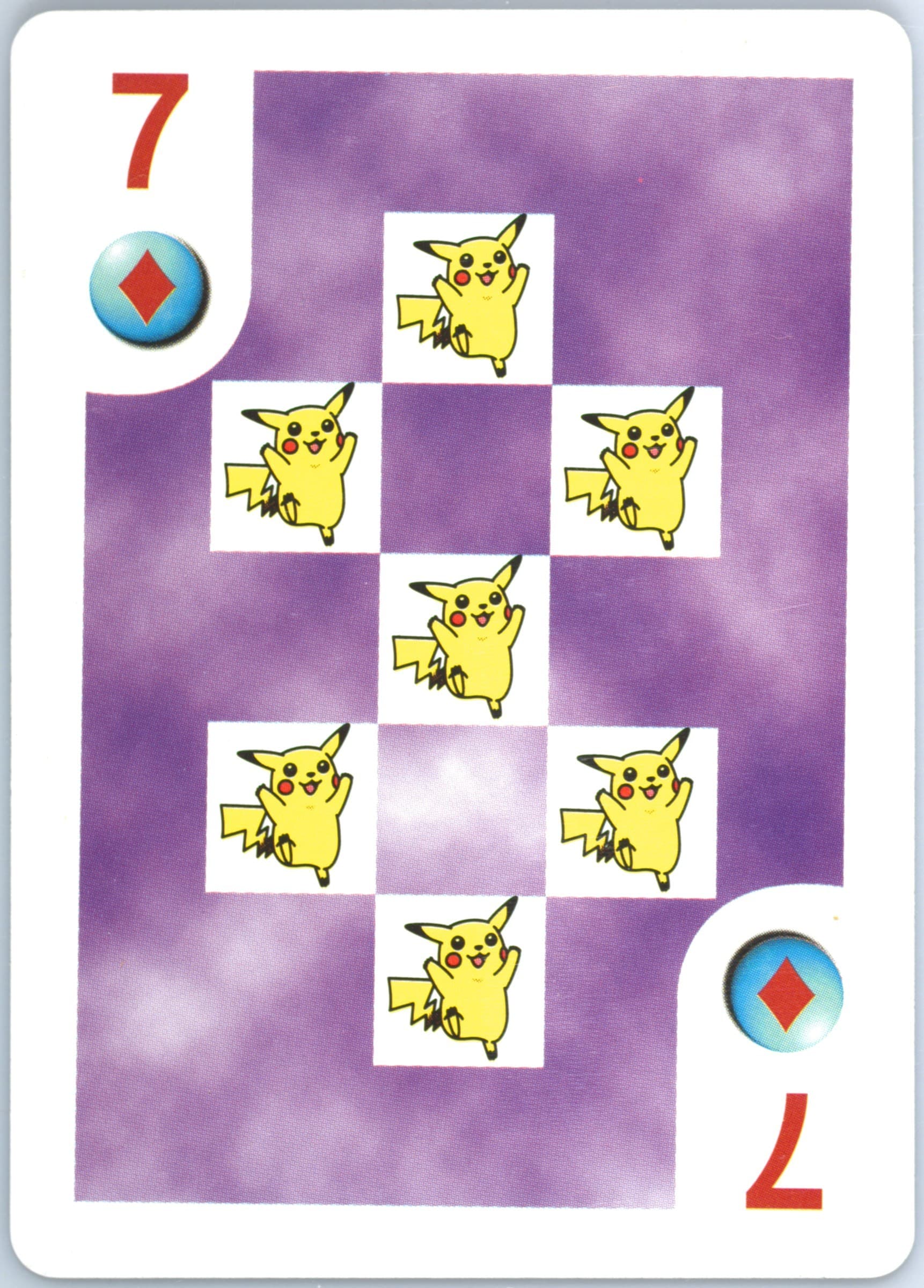 Pikachu 7 of Diamonds 1999 Bicycle Pokemon Playing Cards