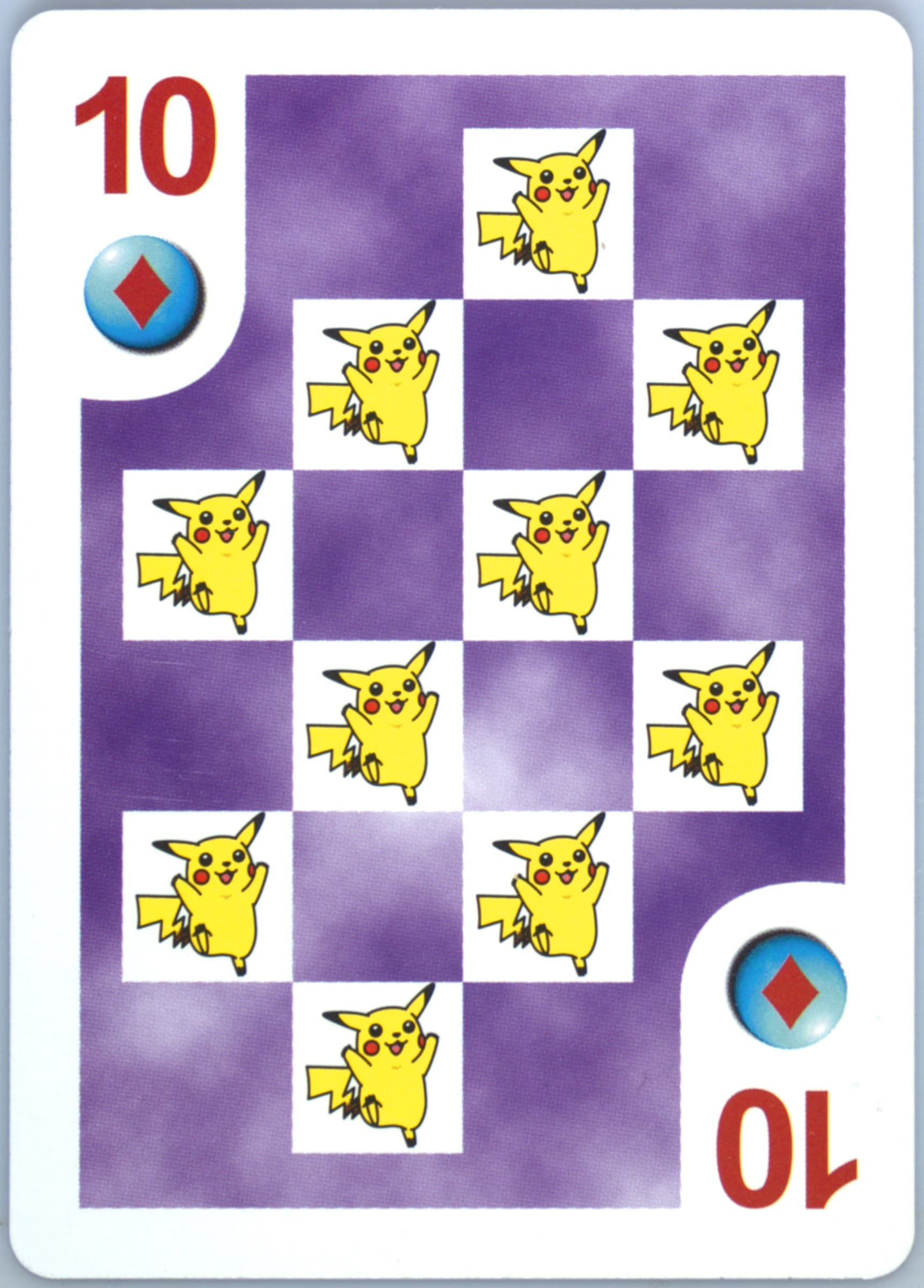 Pikachu 10 of Diamonds 1999 Bicycle Pokemon Playing Cards
