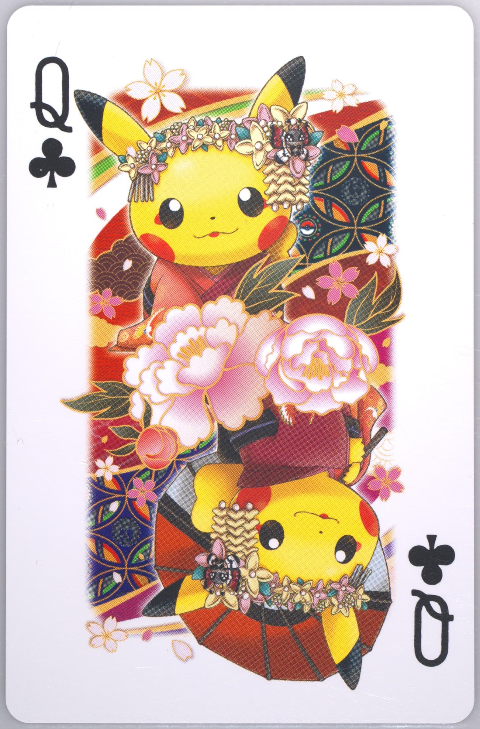 Queen of Clubs 2016 Pokemon Playing Cards Maiko Pikachu & Okuge Pikachu