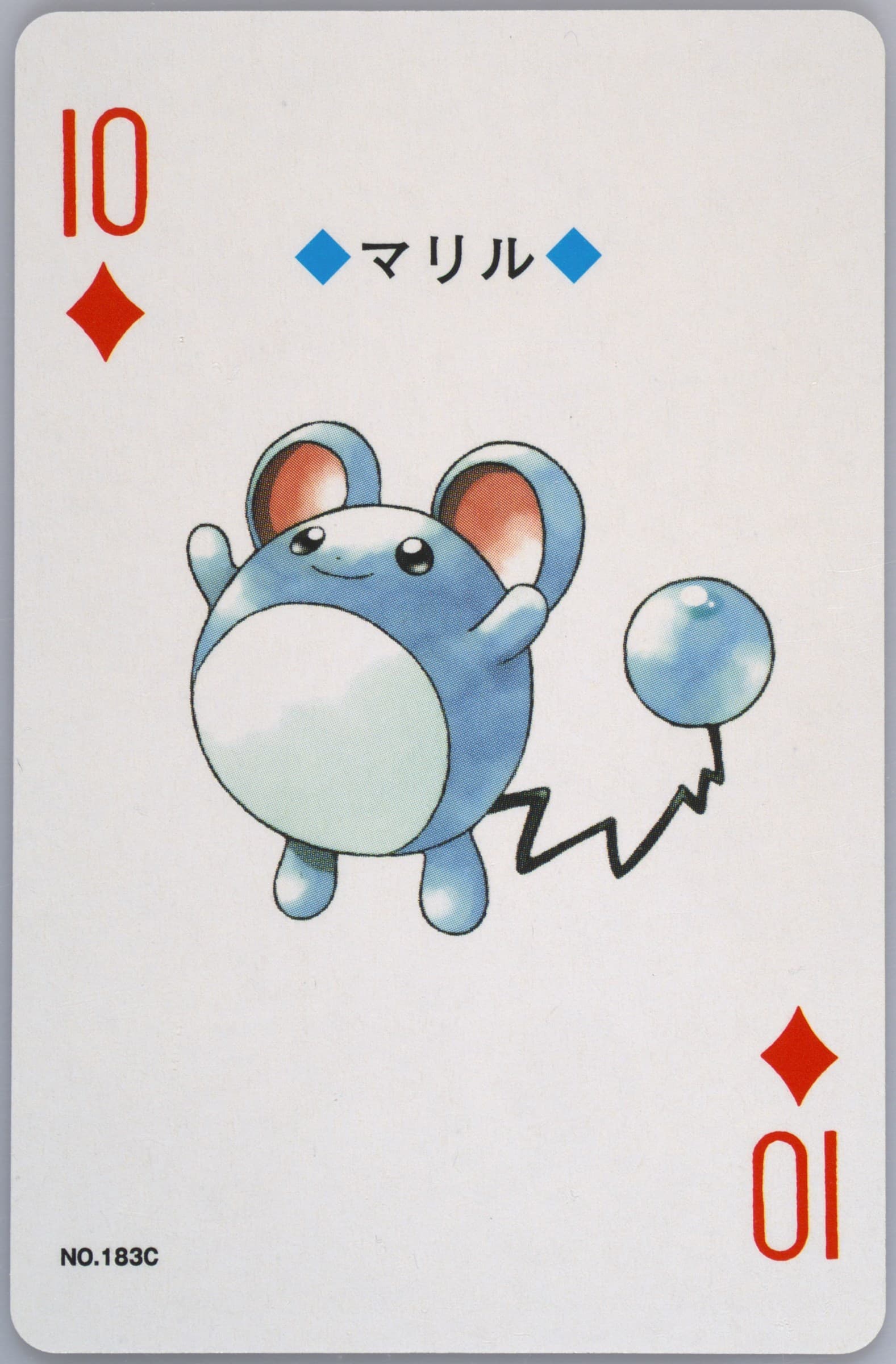 Marill 10 of Diamonds (183C) 2000 Pokemon Silver Version Playing Cards